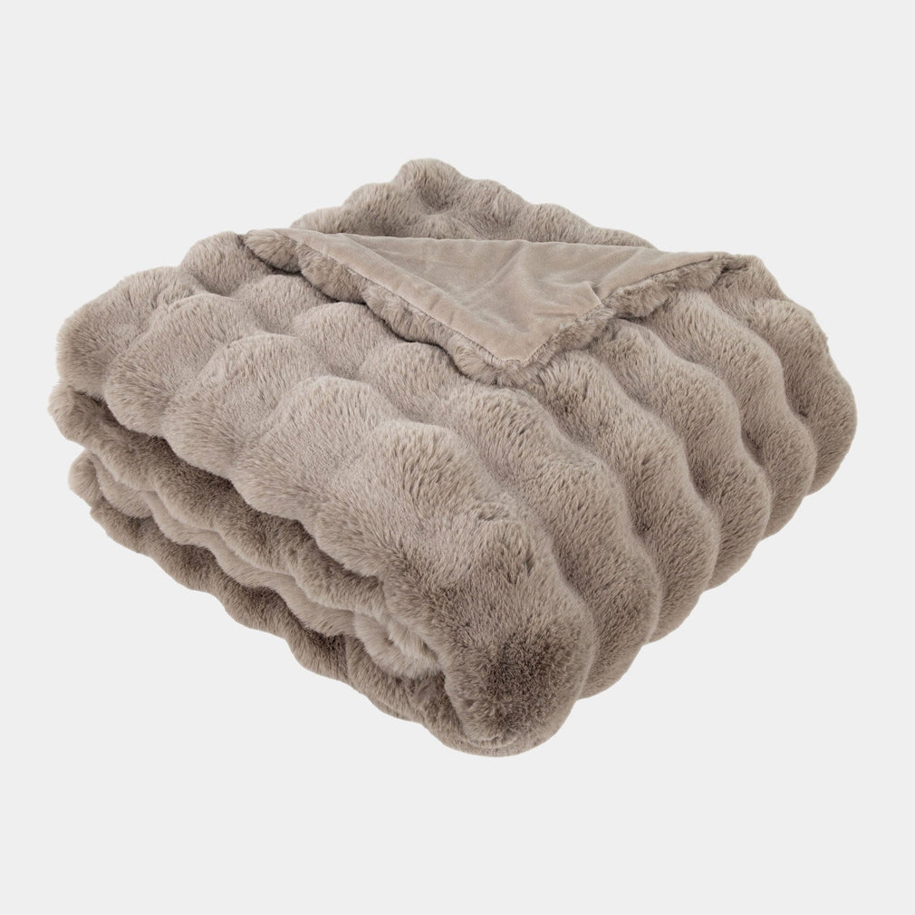 Glam - Taupe Faux Fur Throw 150x200cm