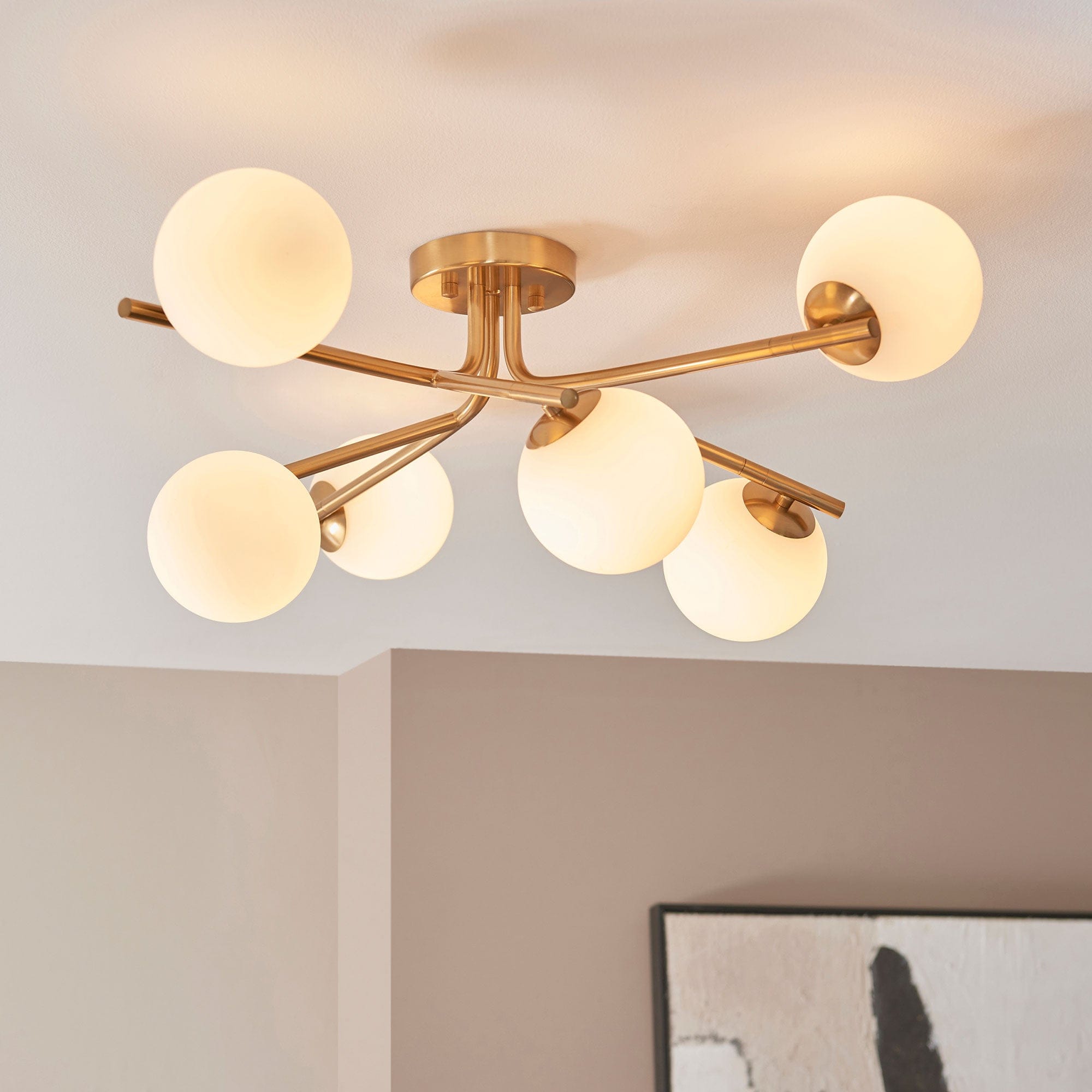 Diya Brass - Pendant Ceiling Light, 6 Light