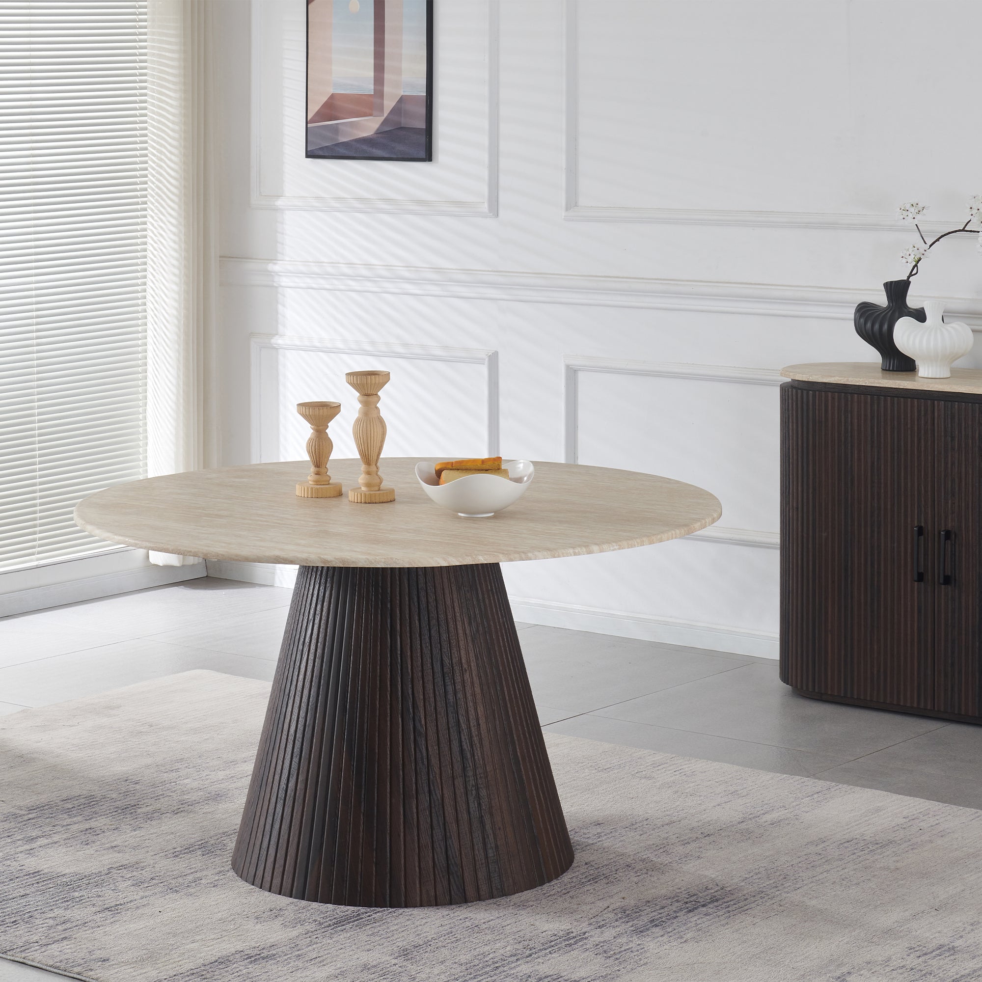 Asmara - Round Dining Table 120cm, Marble Effect