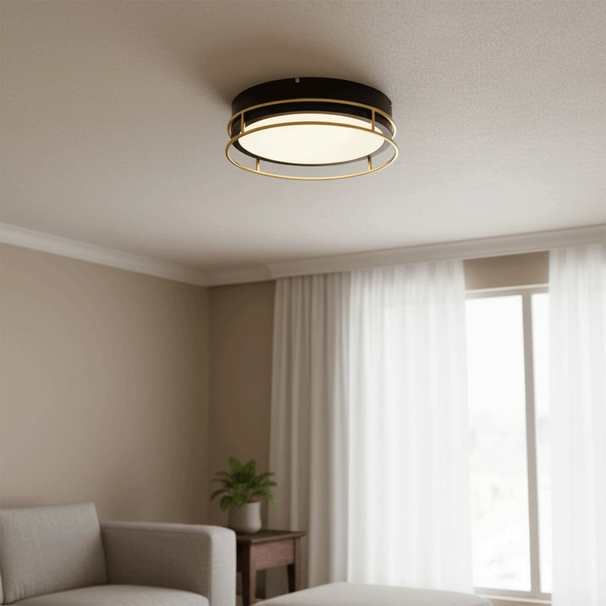 Portal - Ceiling Light, Black & Brass