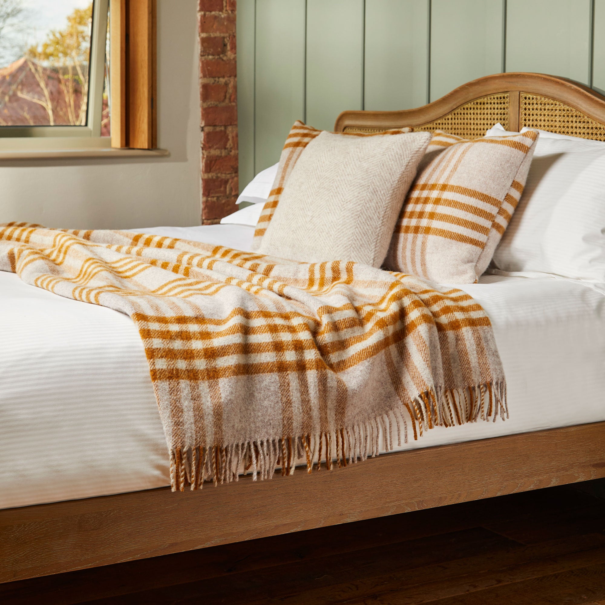 Hex Check - English Mustard Throw 150x240cm