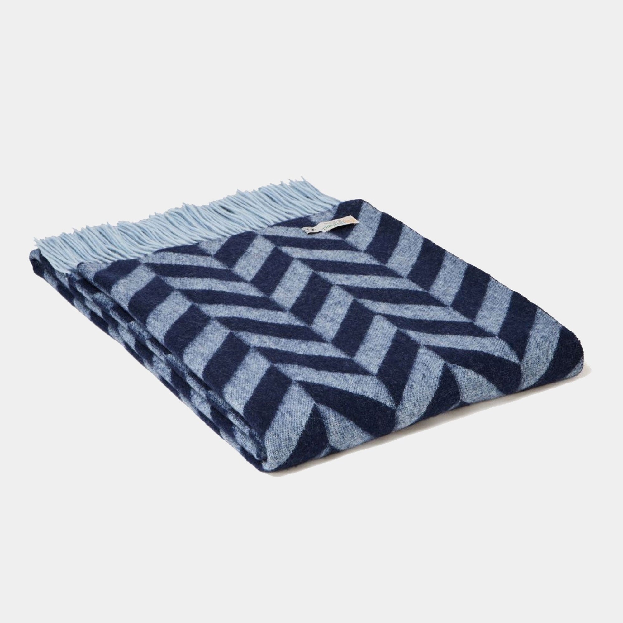 Chunky Herringbone - Navy & Powder Blue Throw 140x190cm | Lowest Price