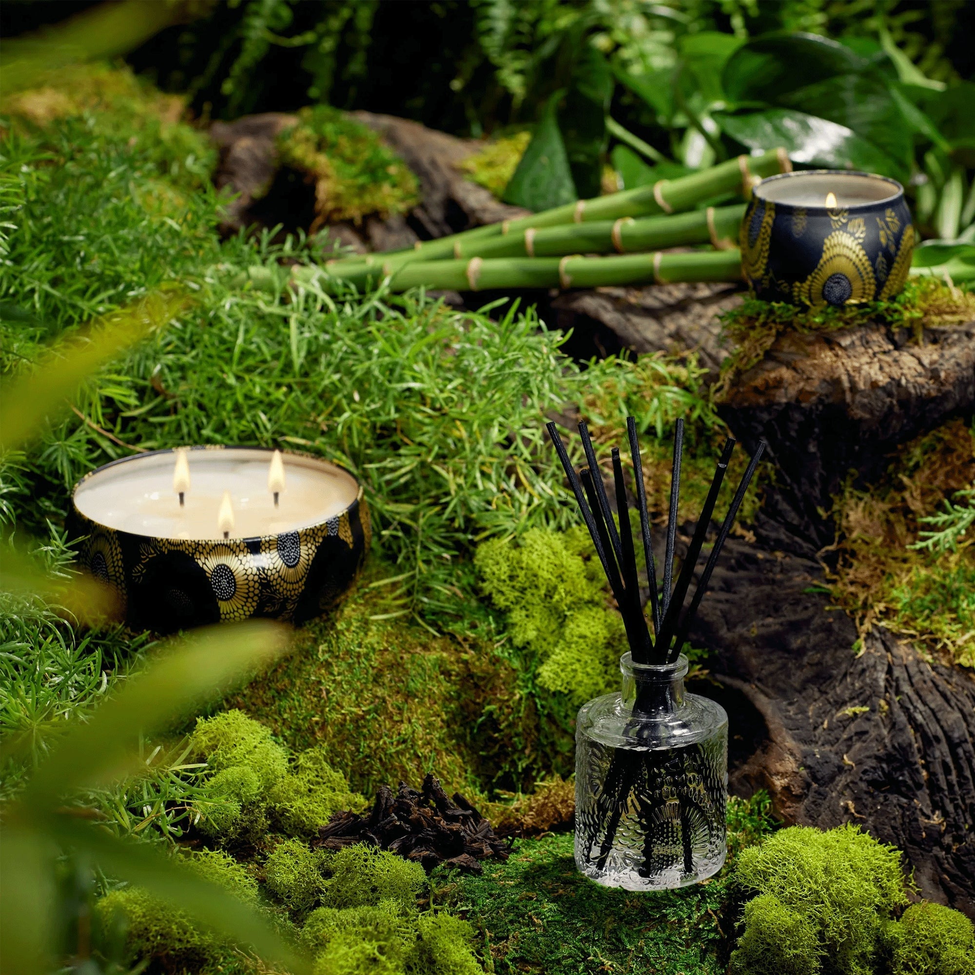 Voluspa - Moso Bamboo 3 Wick Scented Tin Candle