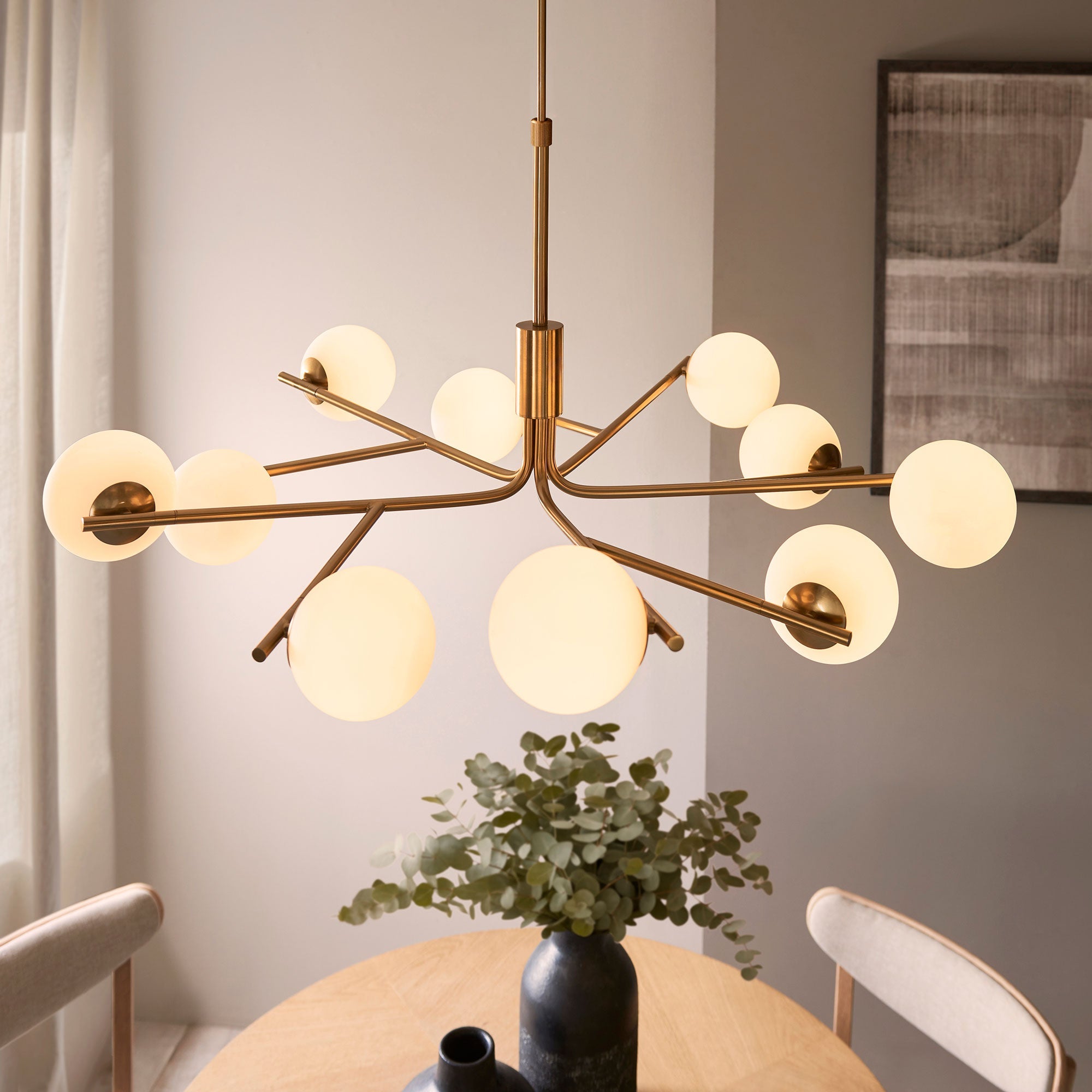 Diya Brass - Pendant Ceiling Light, 10 Light