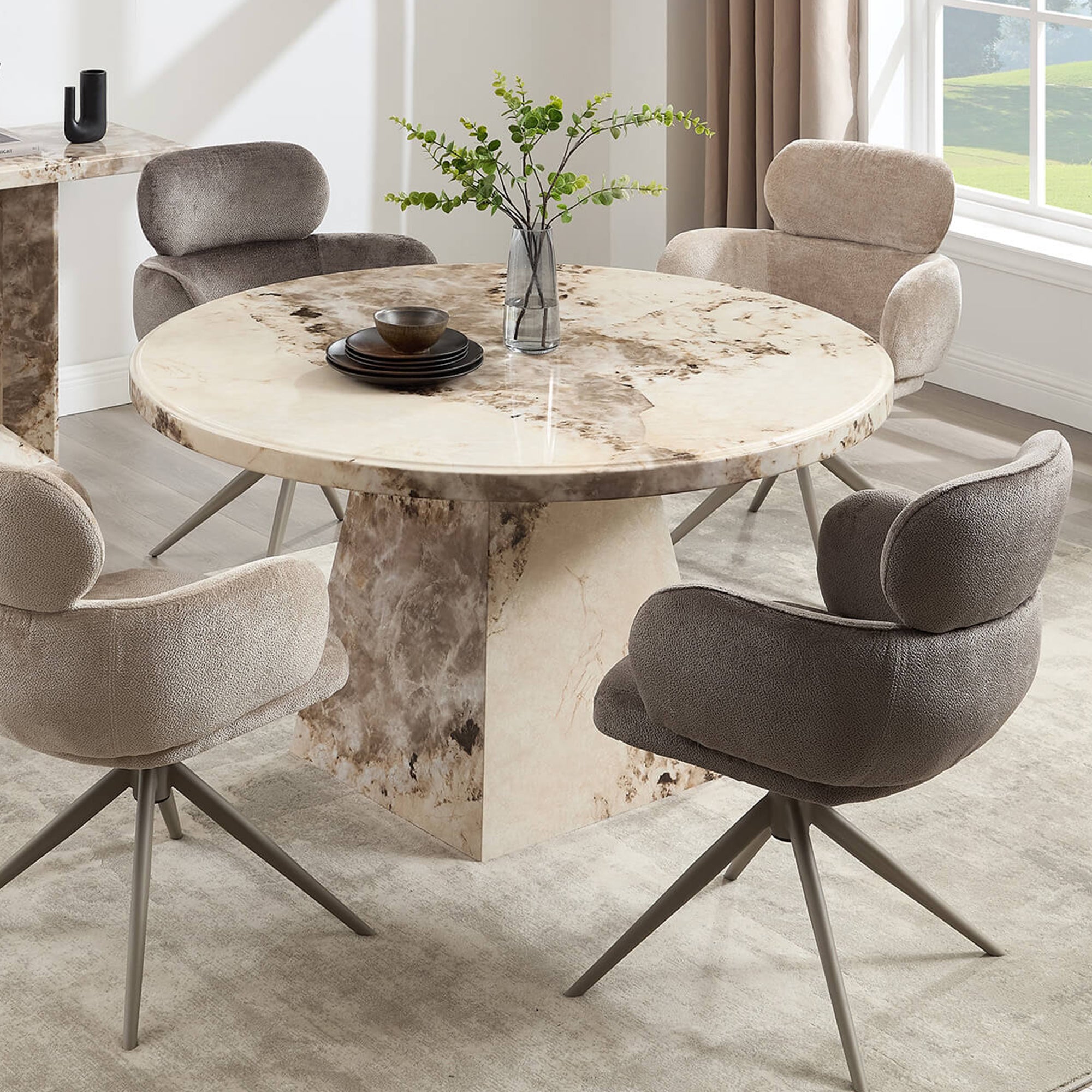 Arctic - Solid Marble Round Dining Table