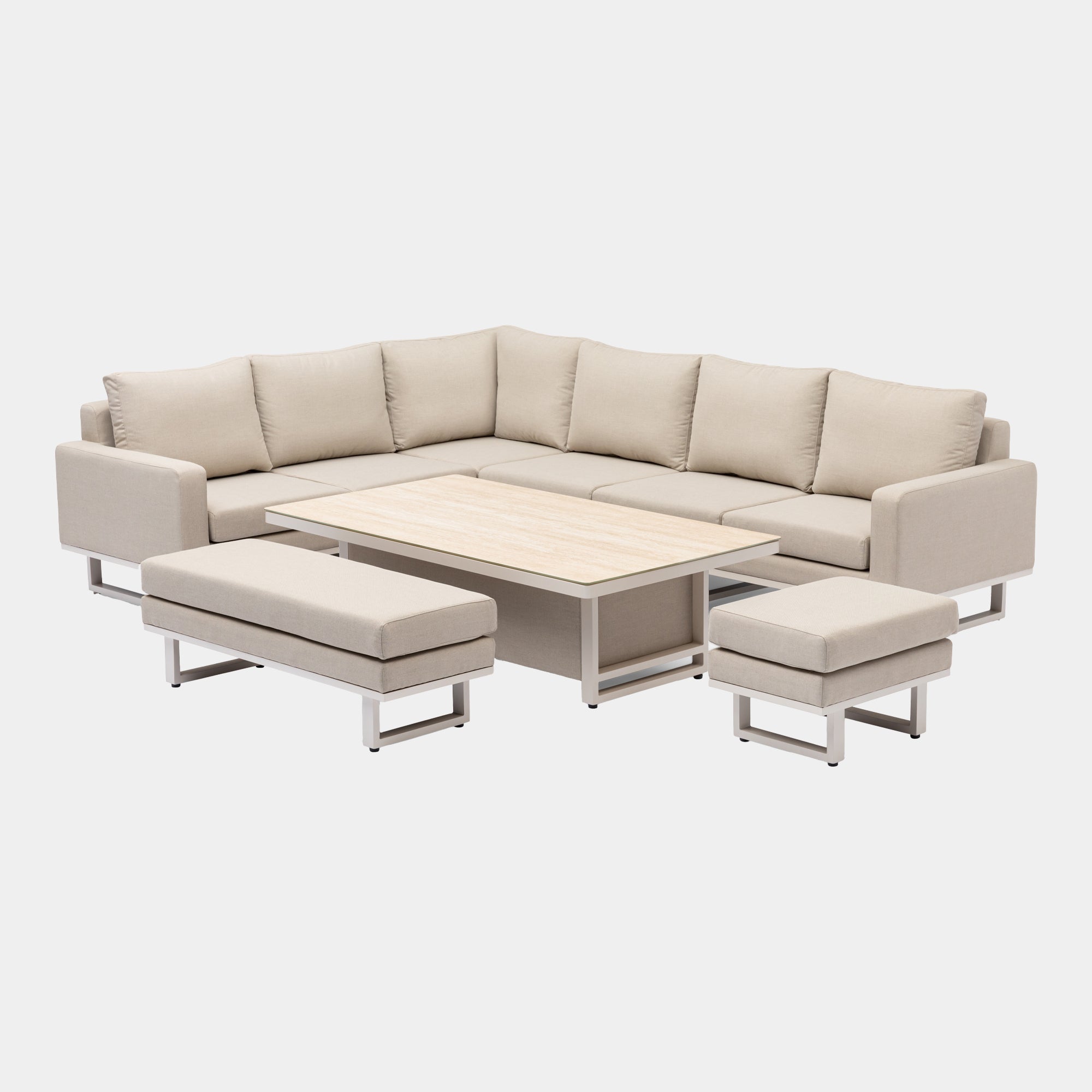 Coral Gables - Corner Garden Dining Set & Raising Table, Natural