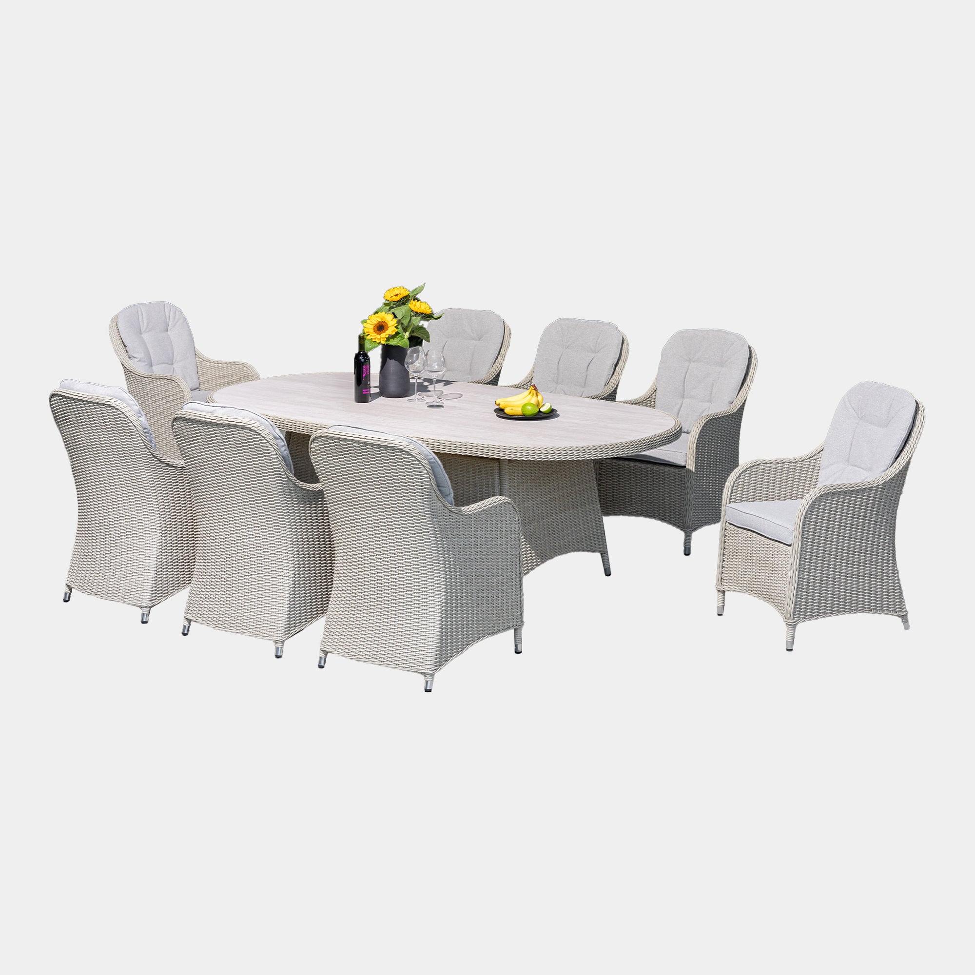 Pebble Beach - 8 Seat Garden Dining Set, Rattan Weave