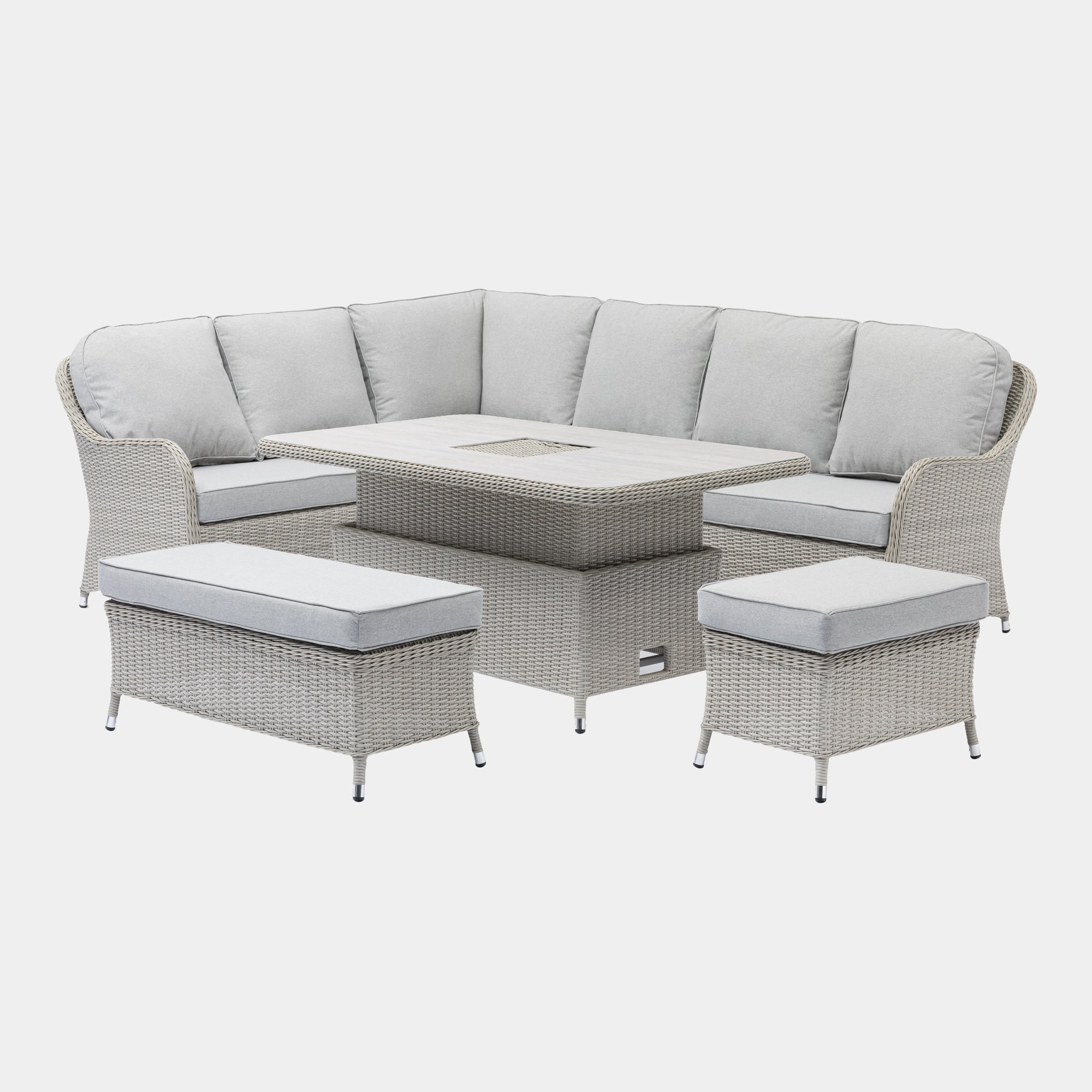 Pebble Beach - Large Corner Garden Sofa Set & Rising Table & Ice Bucket