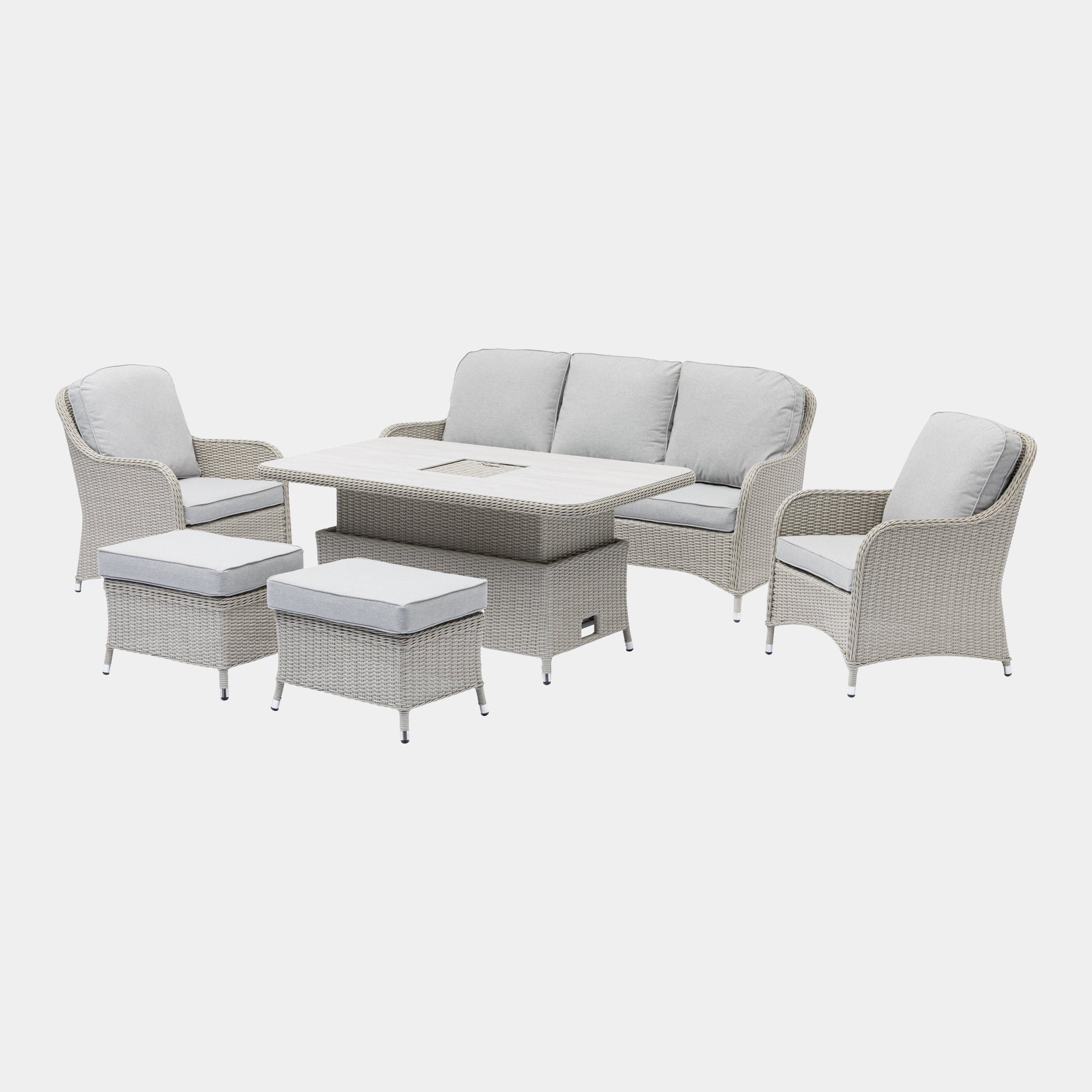 Pebble Beach - 3 Seat Sofa Garden Dining Set & Rising Table & Ice Bucket