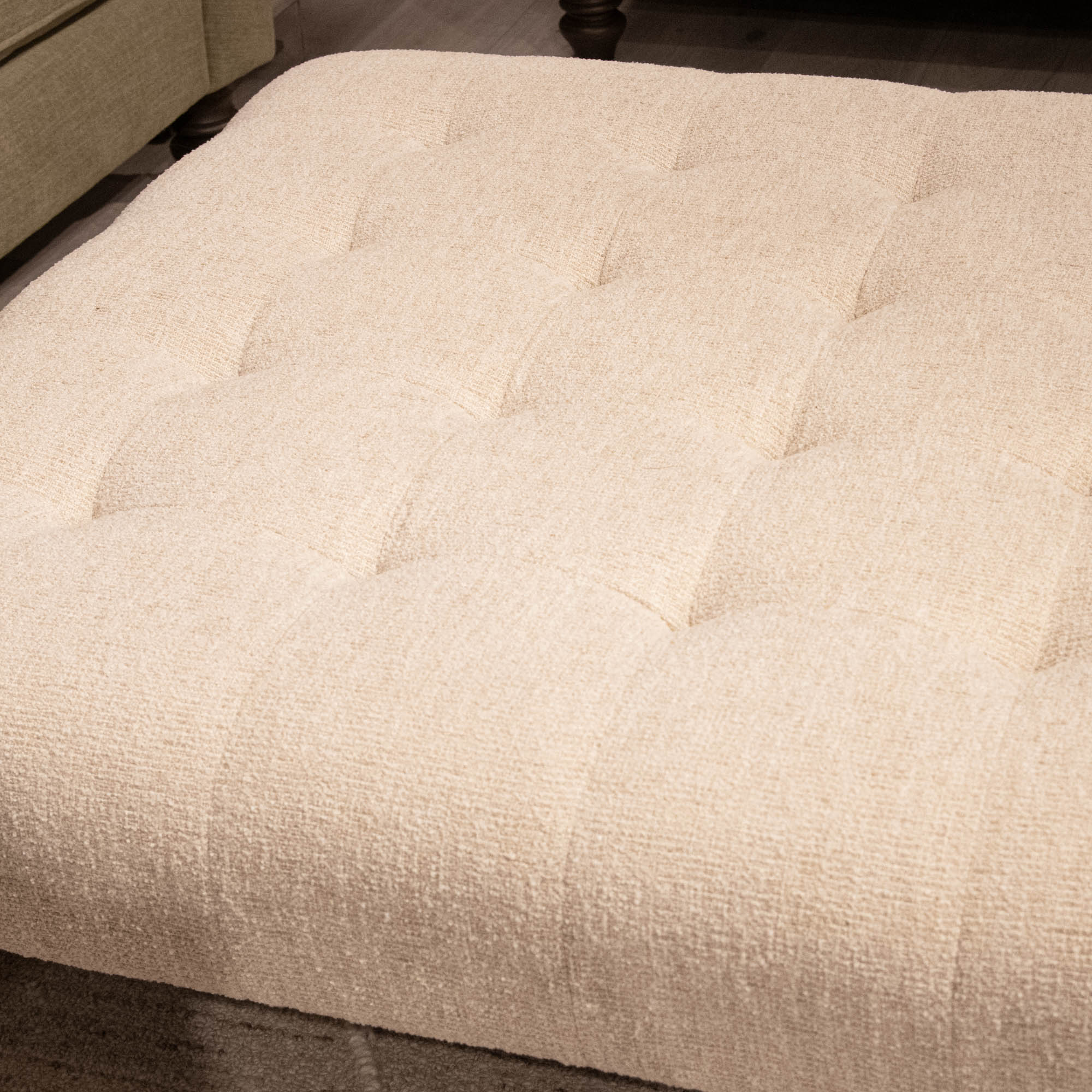 Classic - Large Square Indented Footstool, Fabric - Item As Pictured