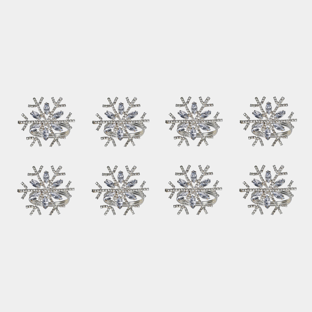 Silver Snowflake Napkin Rings Set of 8 – Christmas Dining Table Décor