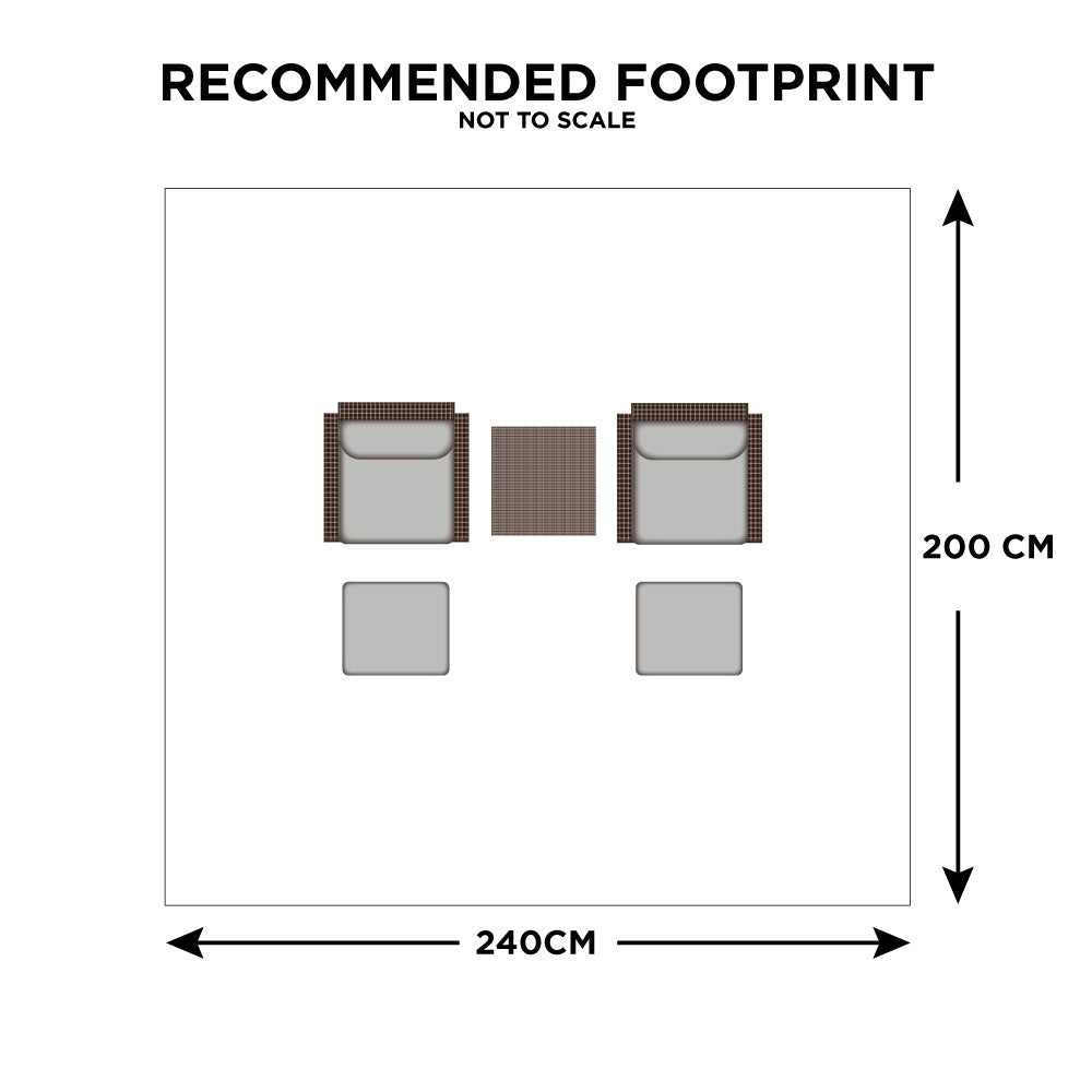 Bahama - Set Of 2 Reclining Garden Chairs With Stools & Side Table, Rattan Weave