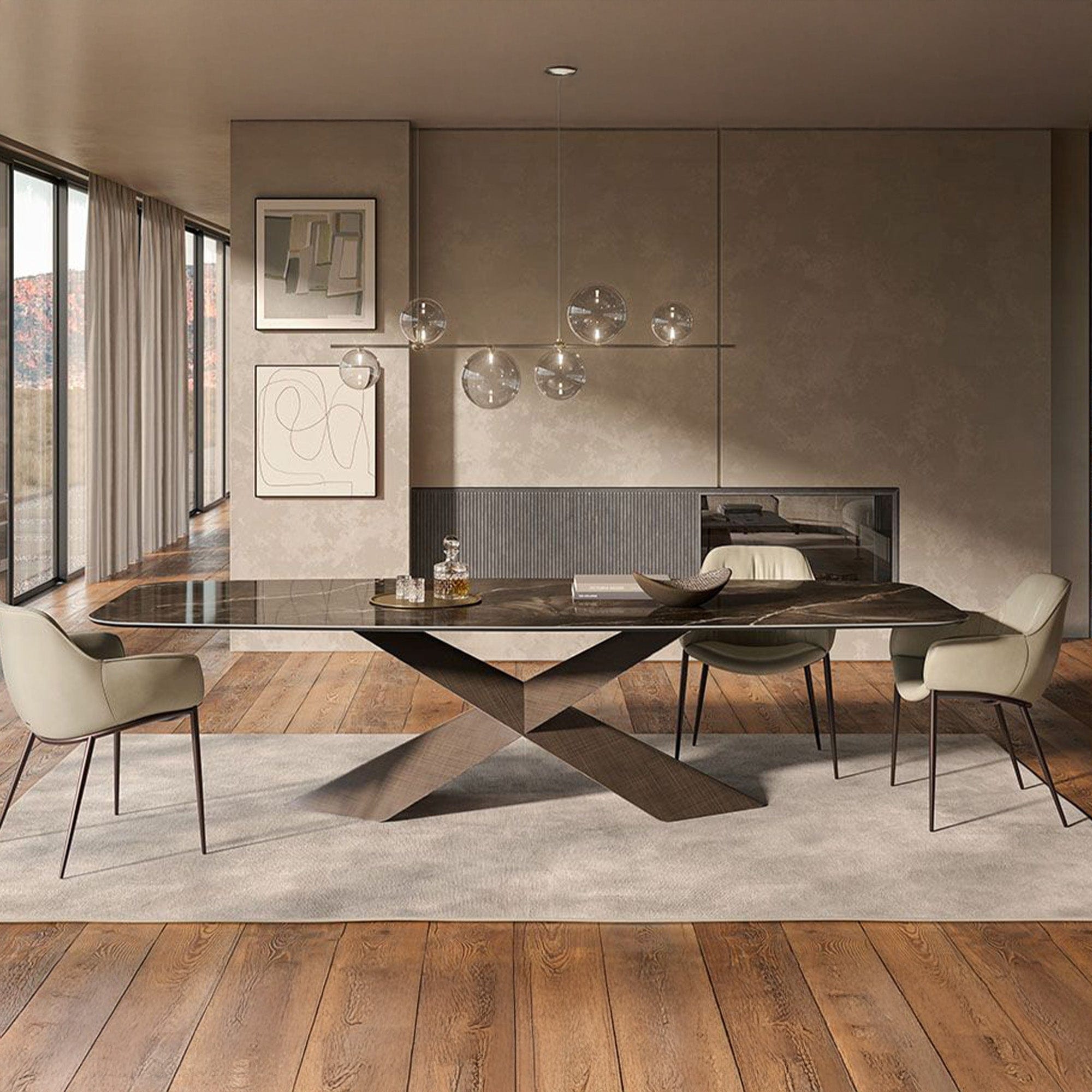 Fixed Dining Table 200cm x 100cm Base In GFM 69 Graphite