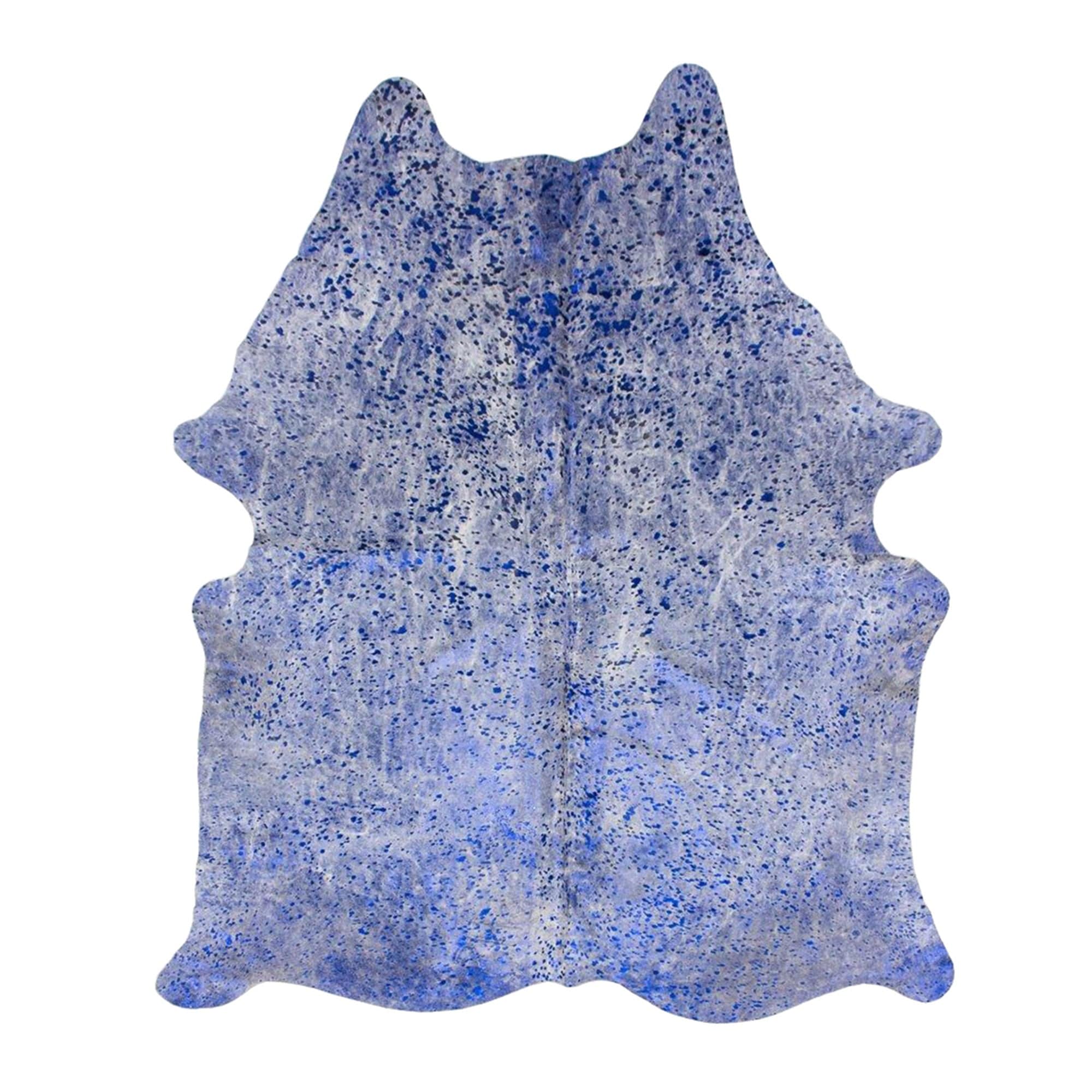 Cowhide Metallic Rug Blue