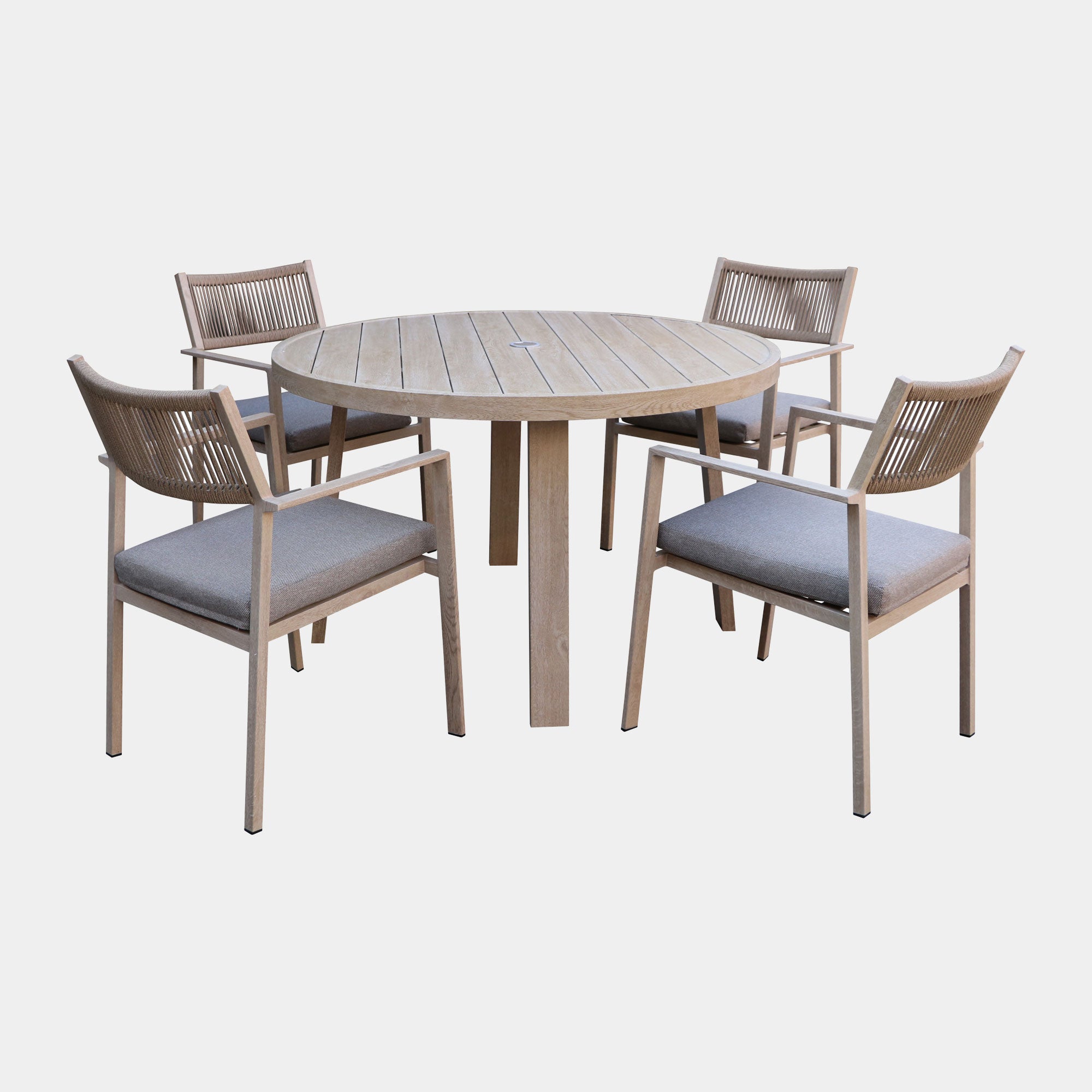 Hawaii - 4 Seat Garden Dining Set, Aluminium & Rope Effect Weave