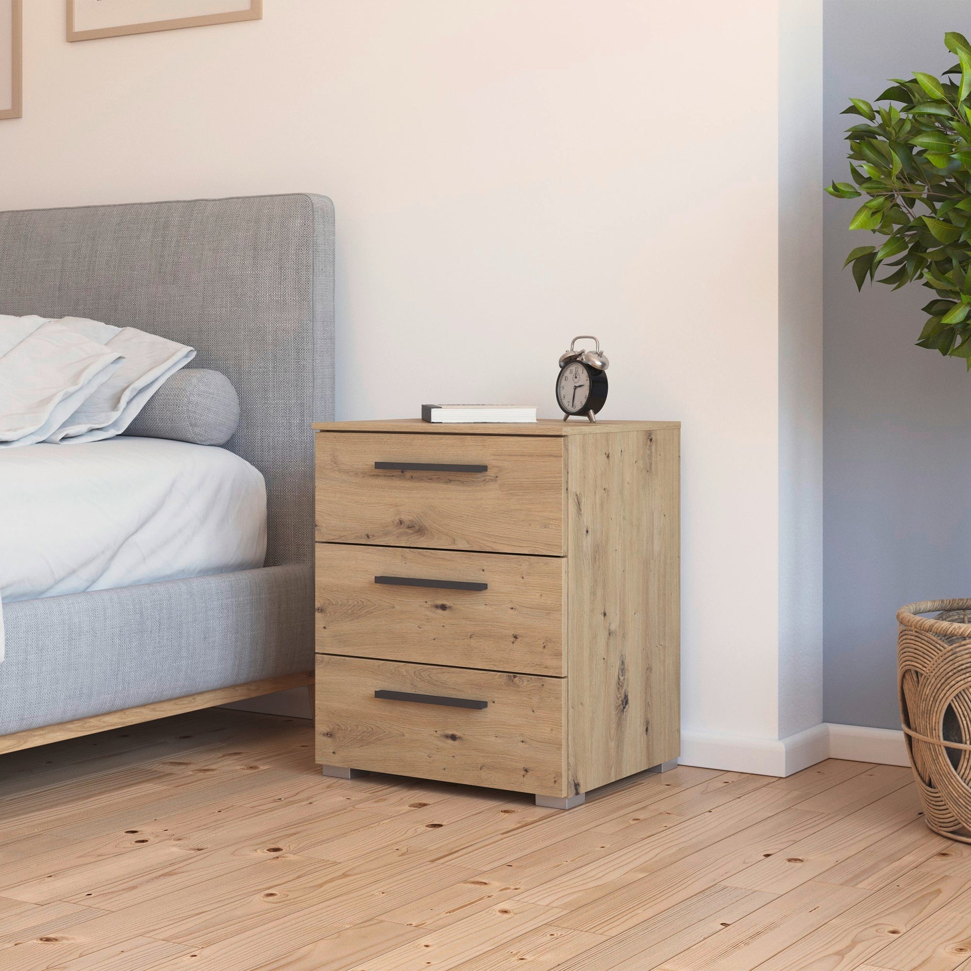 Charlton - 3 Drawer Bedside Table
