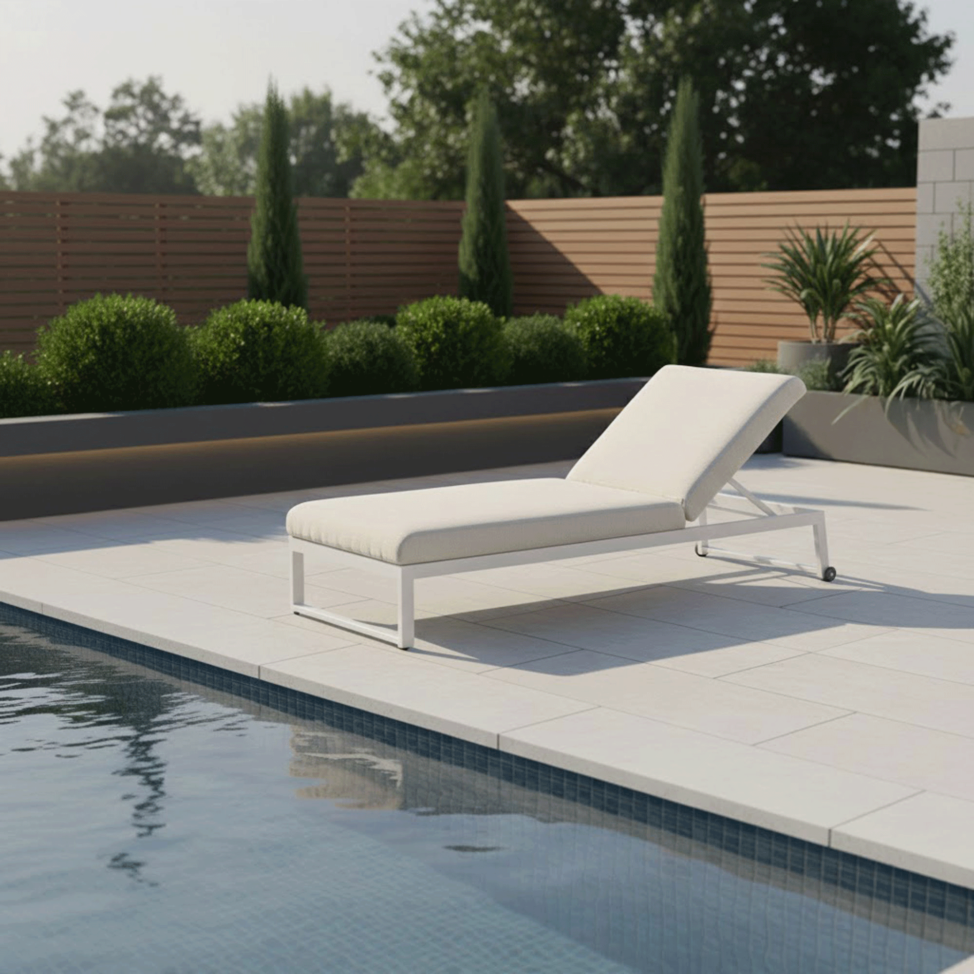 Coral Gables - Sun Lounger With Wheels, Natural