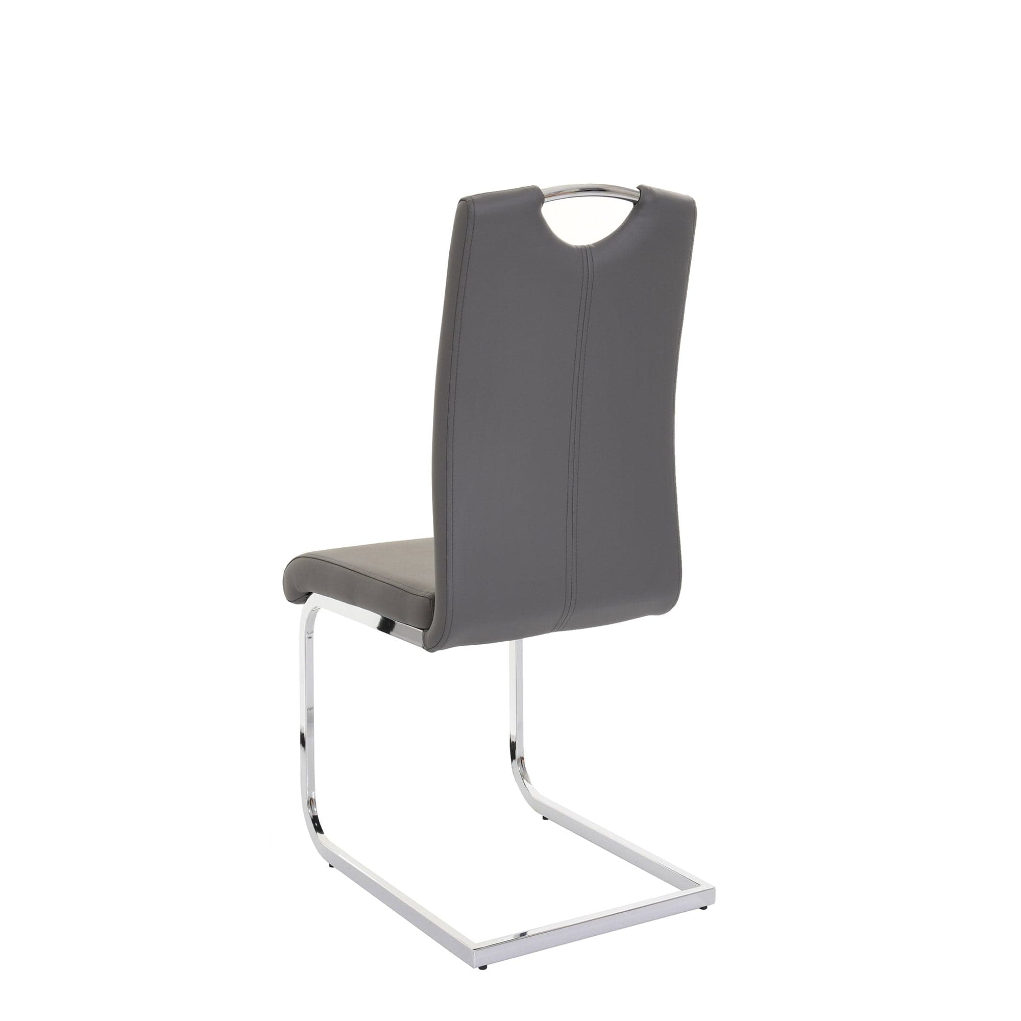 Naples - Faux Leather Cantilever Dining Chair In Dark Grey