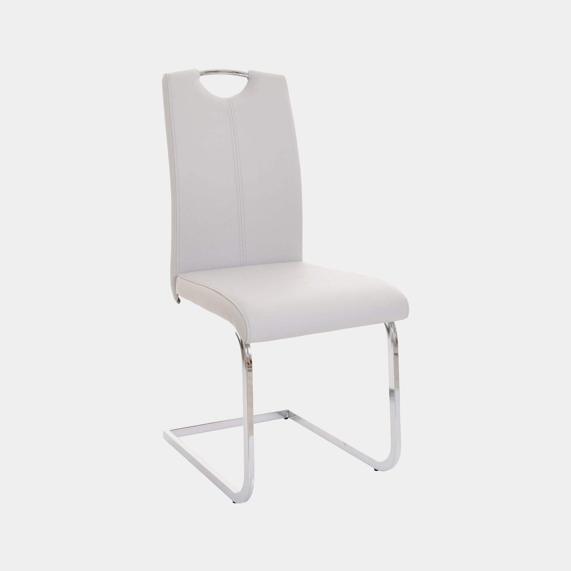 Naples - Faux Leather Cantilever Dining Chair In Light Grey