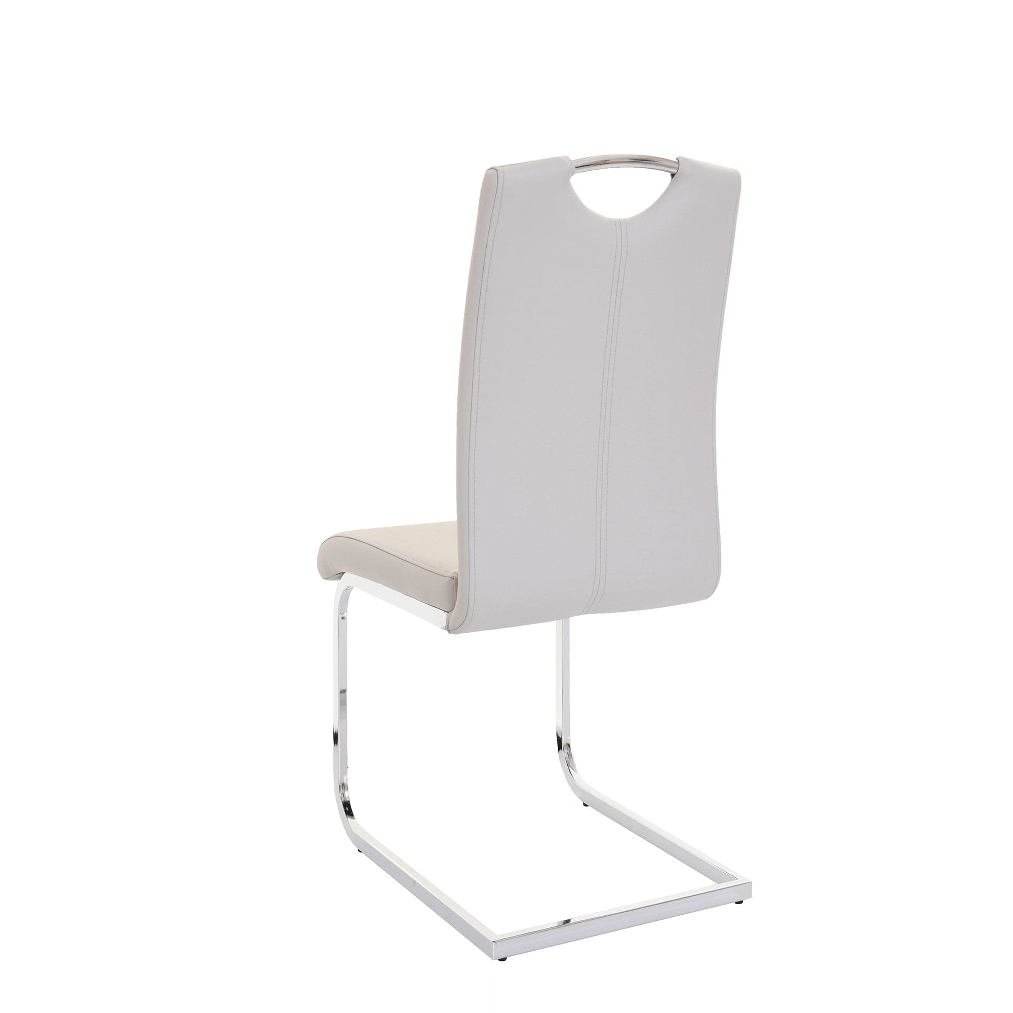 Naples - Faux Leather Cantilever Dining Chair In Light Grey