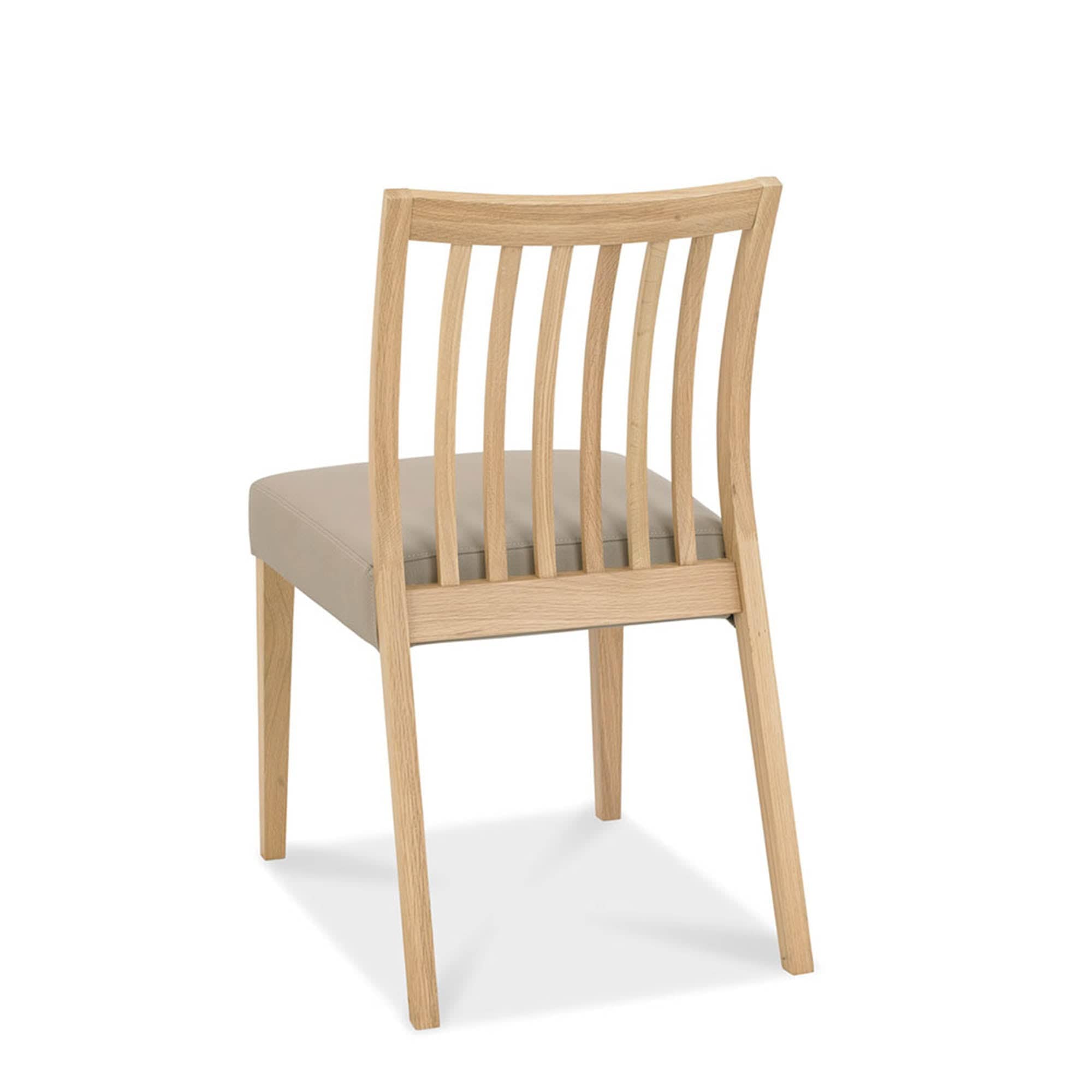 Bremen - Low Slat Back Dining Chair In Oak Finish With Grey Bonded Leather