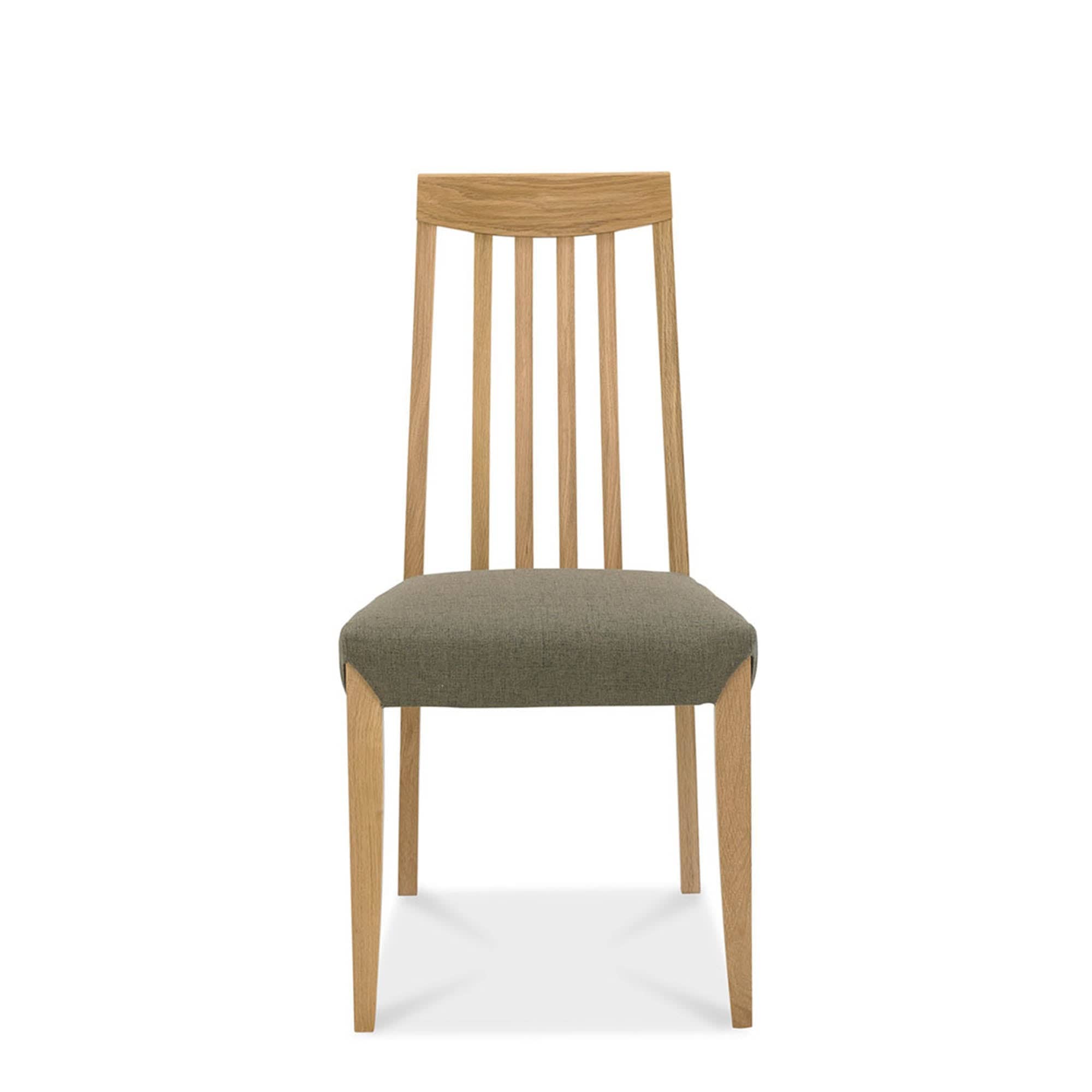 Bremen - Tall Slat Back Dining Chair In Oak Finish With Black Gold Fabric