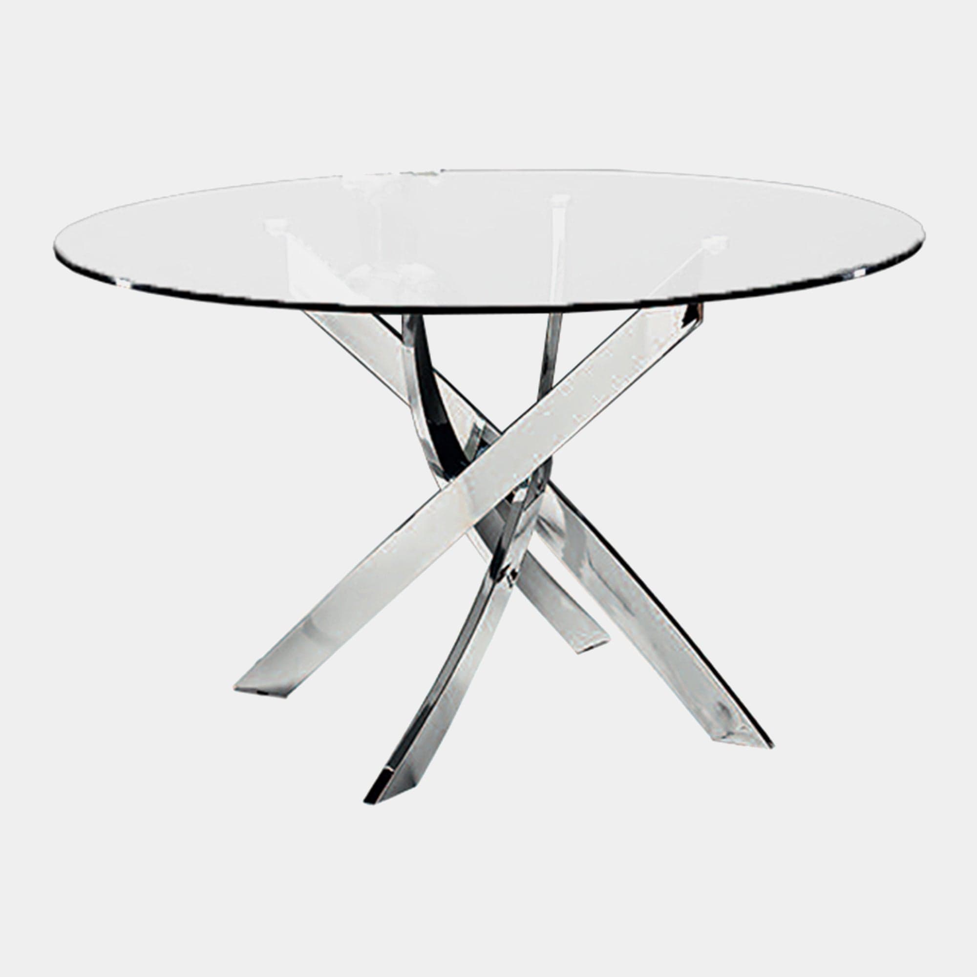 130cm Round Dining Table Chrome/Glass Top