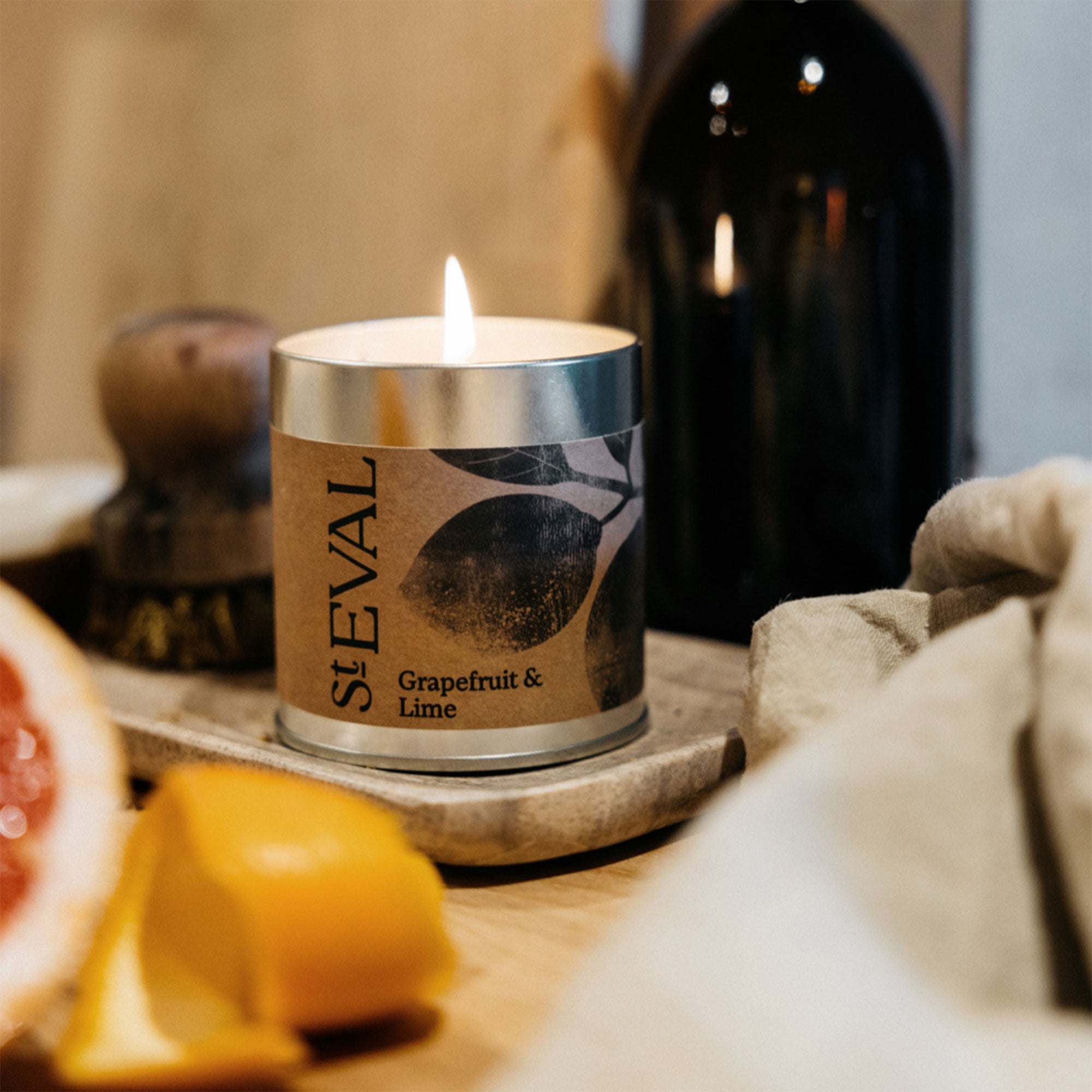 St Eval - Grapefruit & Lime Scented Tealights and Tin Candle Set