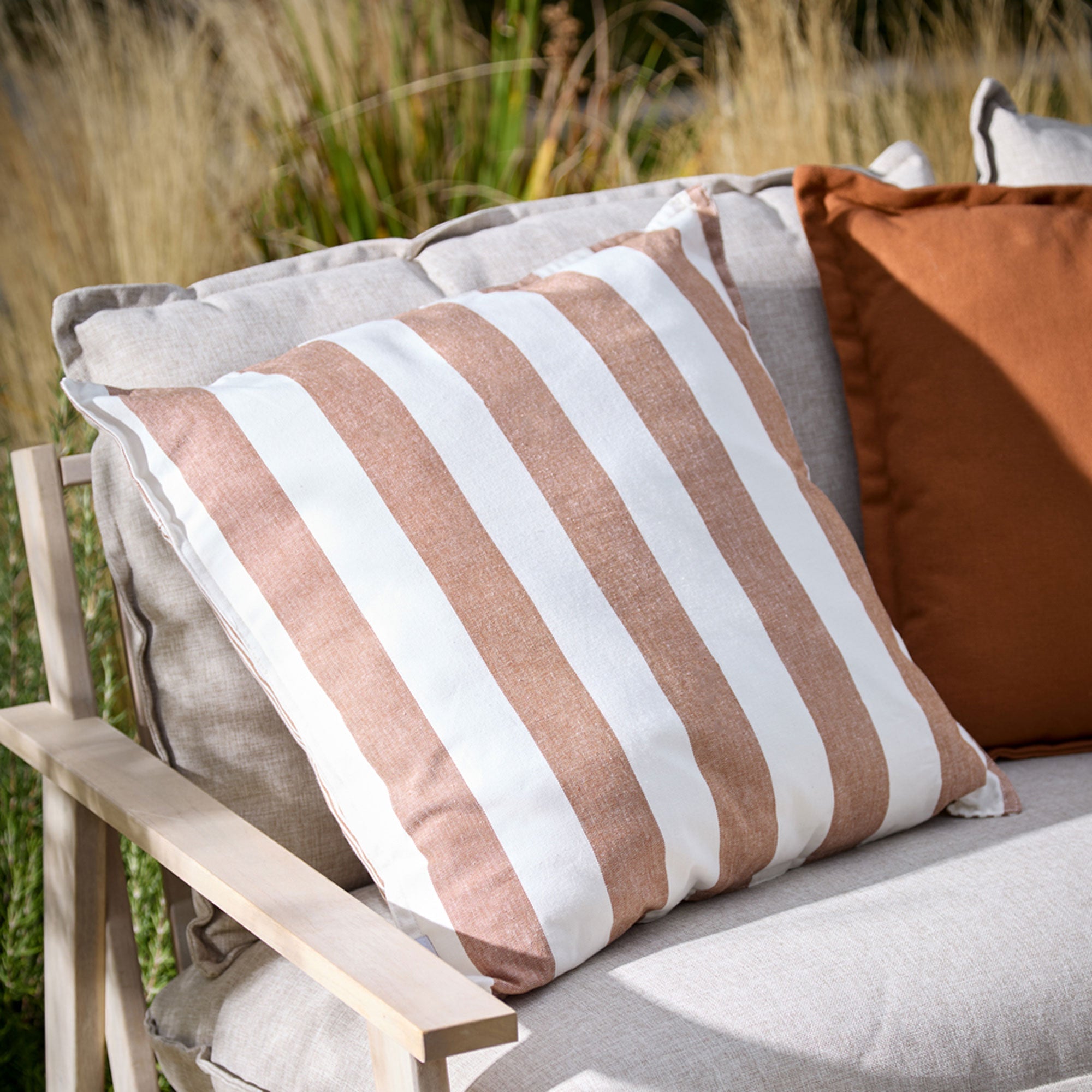 Hayle Cotton - Pecan Outdoor Cushion 50x50cm