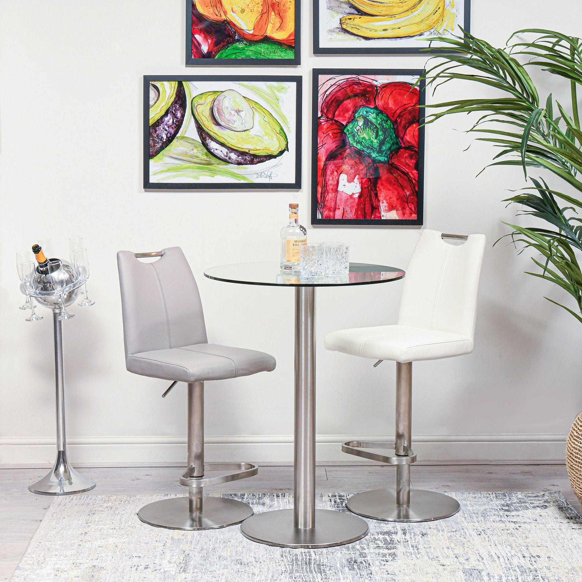 Ø 90cm Stool Table Brushed Steel CAT 2