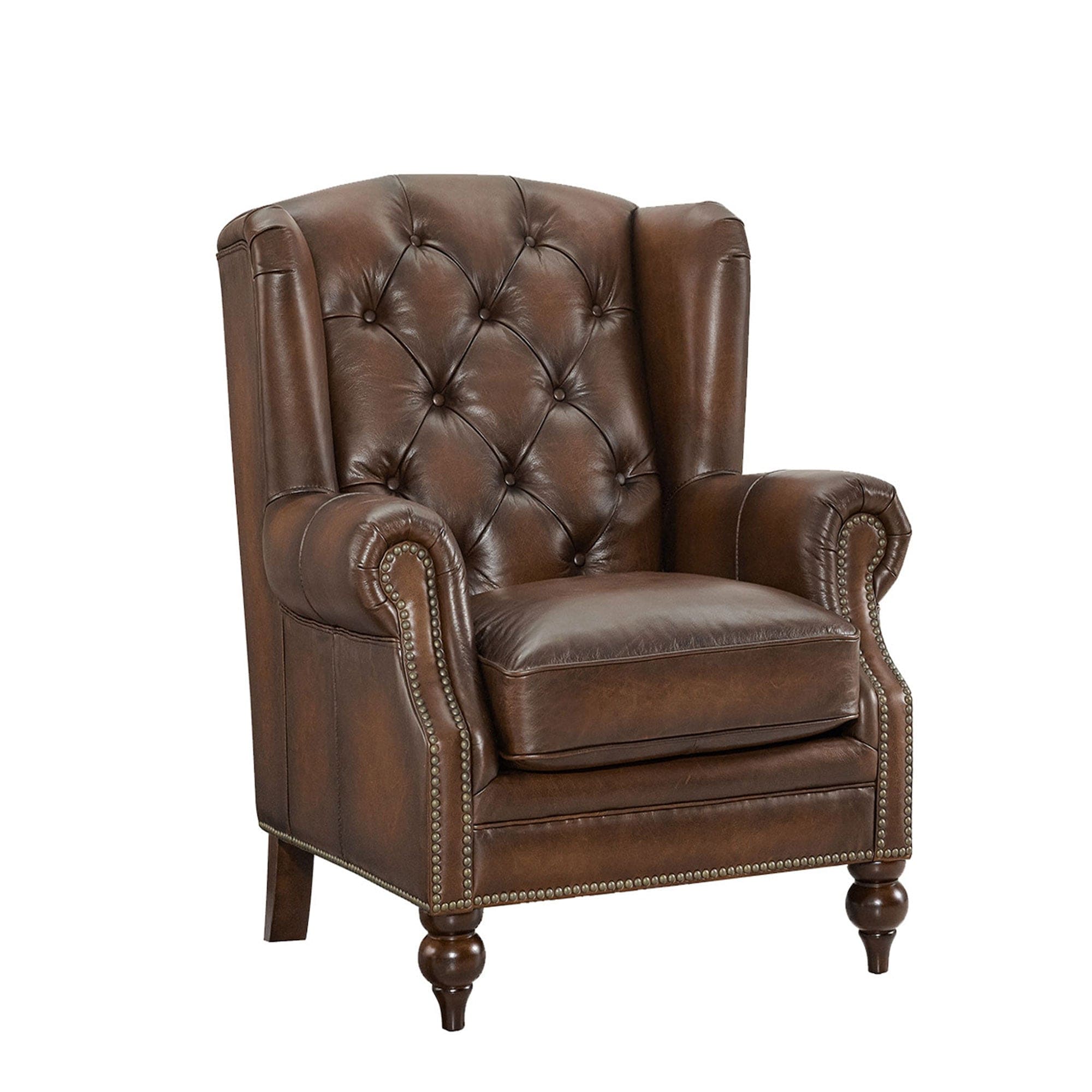 Wing Chair In Leather Vintage LLS Vintage Cognac