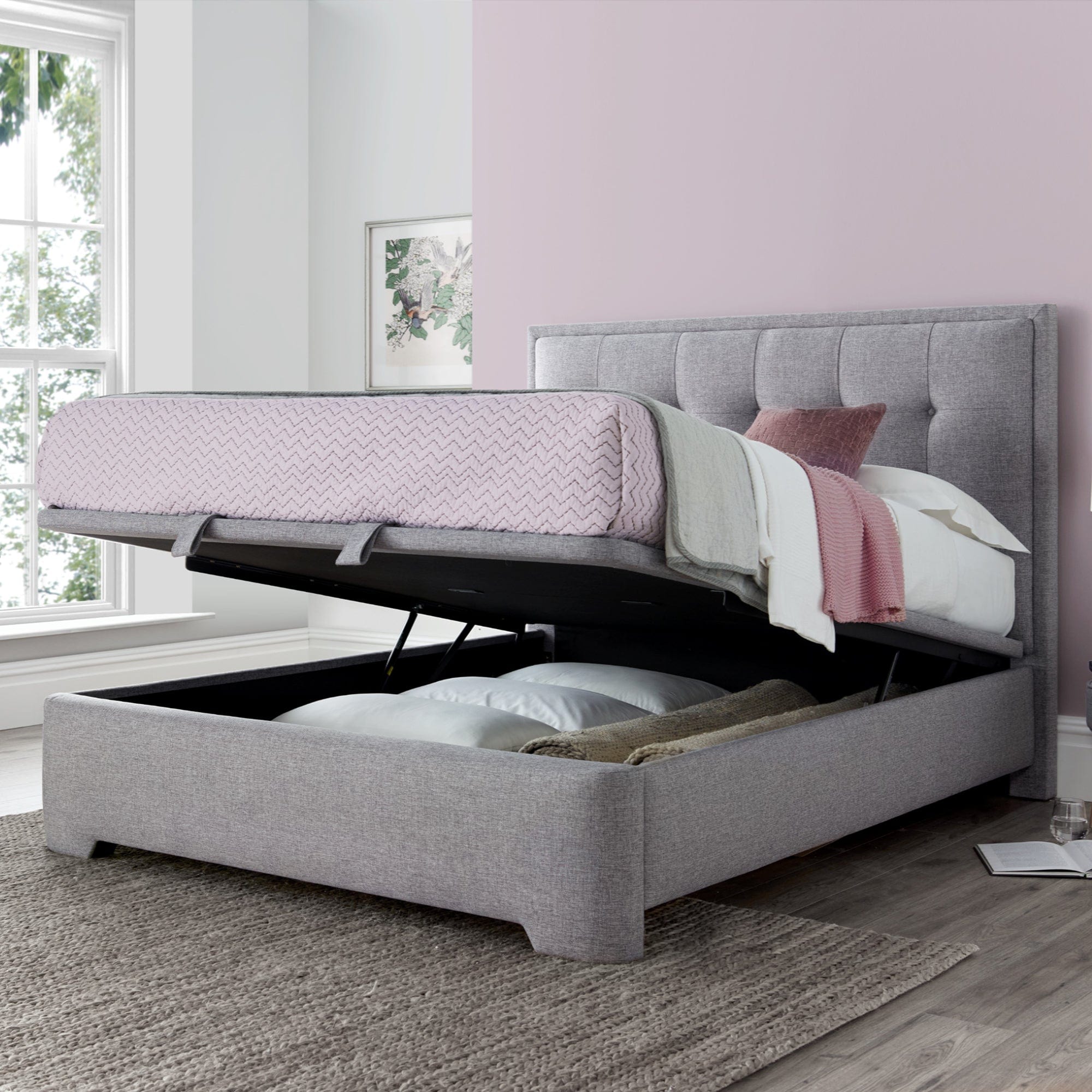 Heidi - Ottoman Bed Frame In Marbella Grey 135cm (Double)