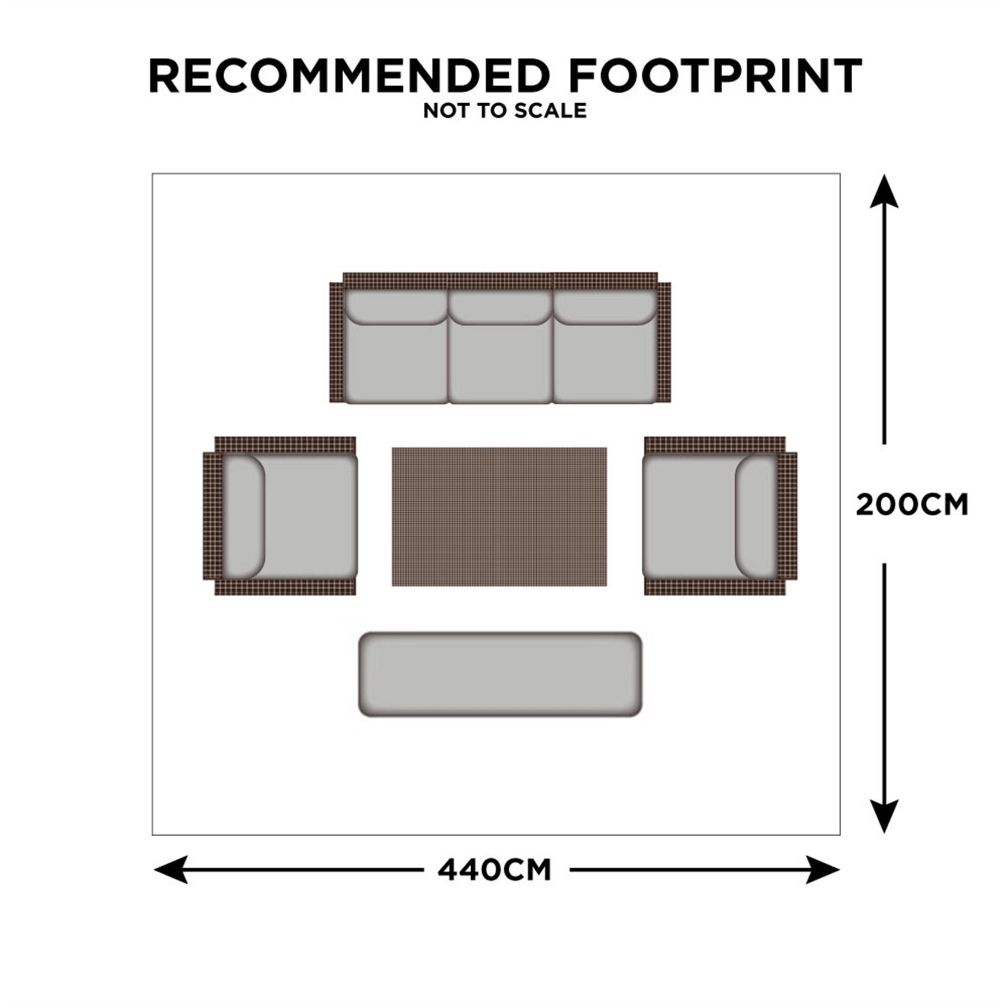 Key Largo - High Back 3 Seat Garden Sofa Set With & Rising Table, Aluminium & Rattan