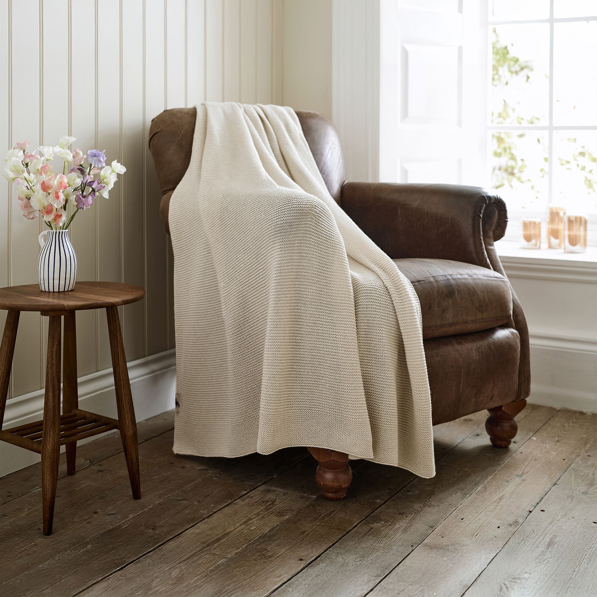 Saunton Oatmeal - Knitted Throw 130x170cm