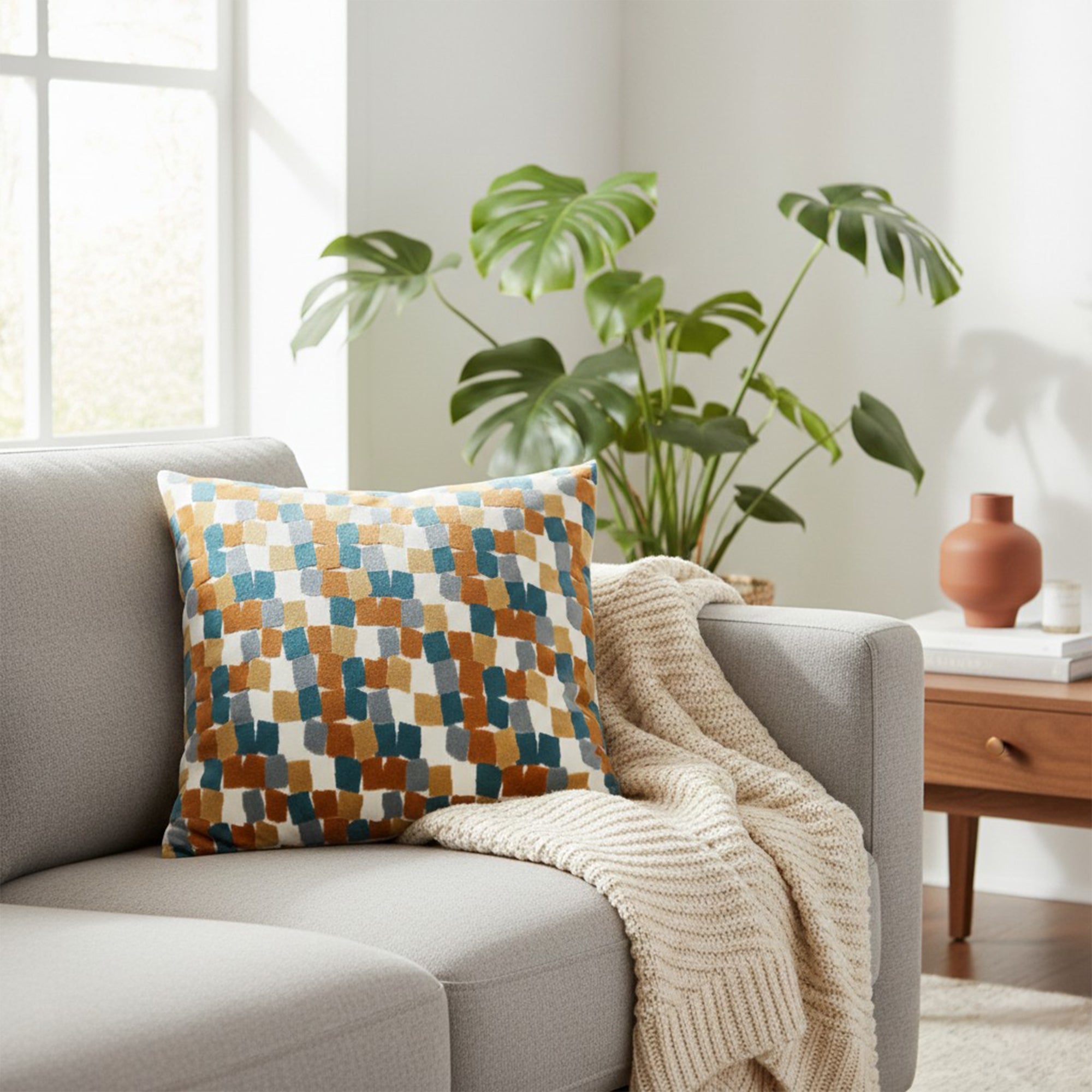 Blocks Velvet - Ginger Cushion 45x45cm