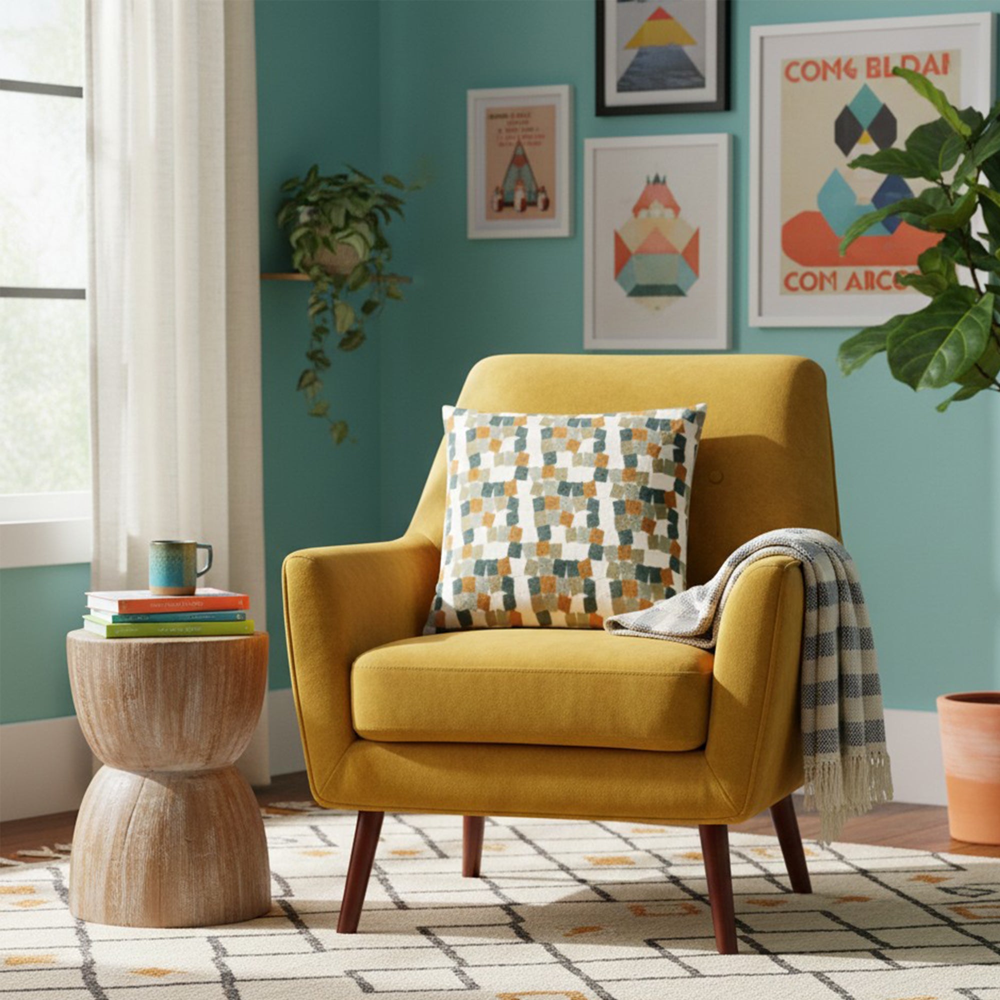 Blocks Velvet - Green Cushion 45x45cm