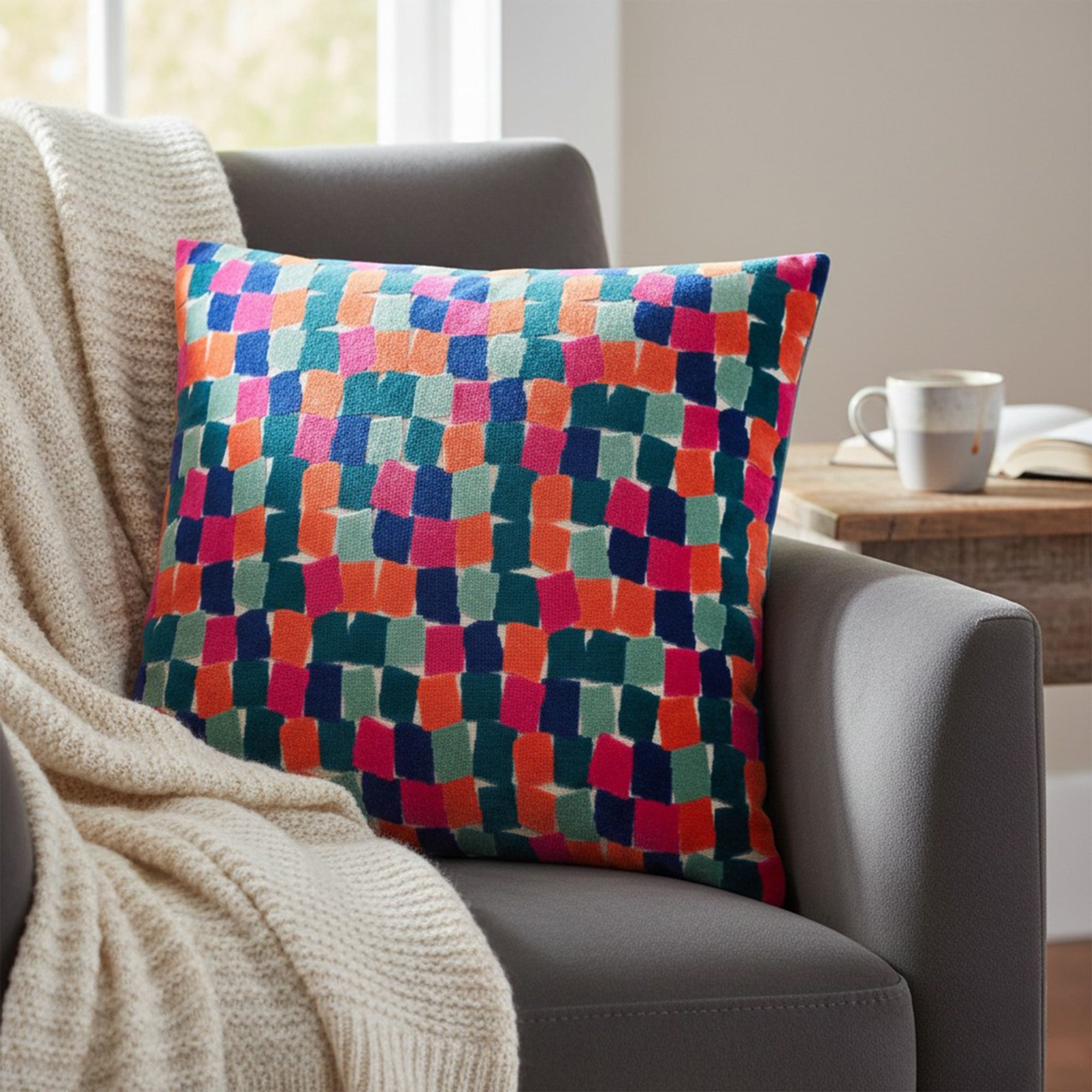 Blocks Velvet - Teal Cushion 45x45cm
