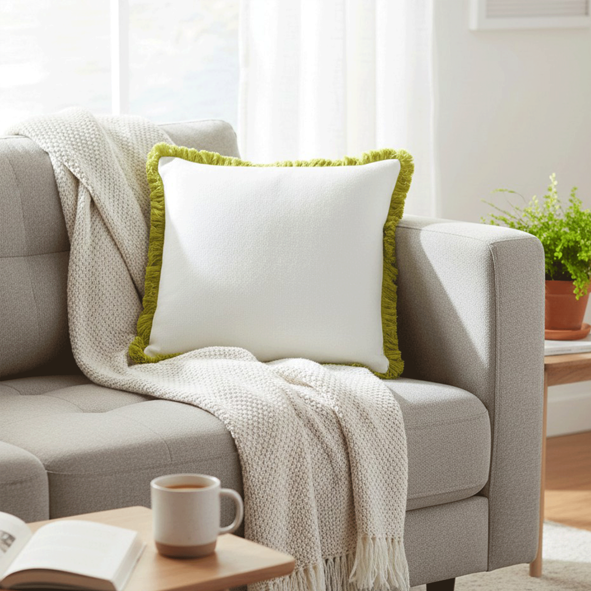 Hugo Fringed - Green Cushion 56x56cm