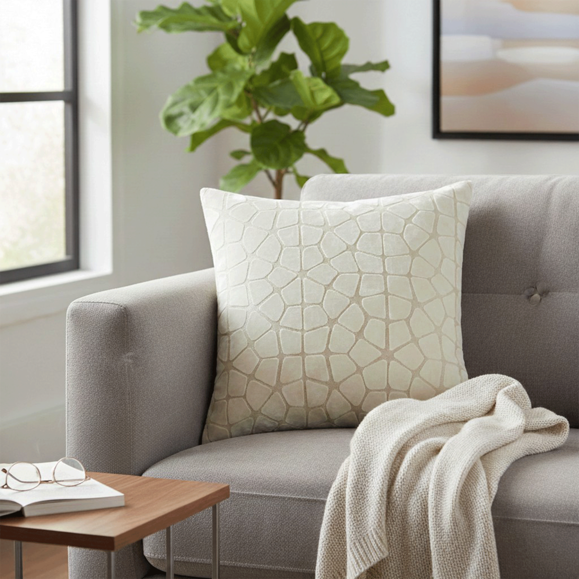 Luna - Ivory Cushion 56x56cm