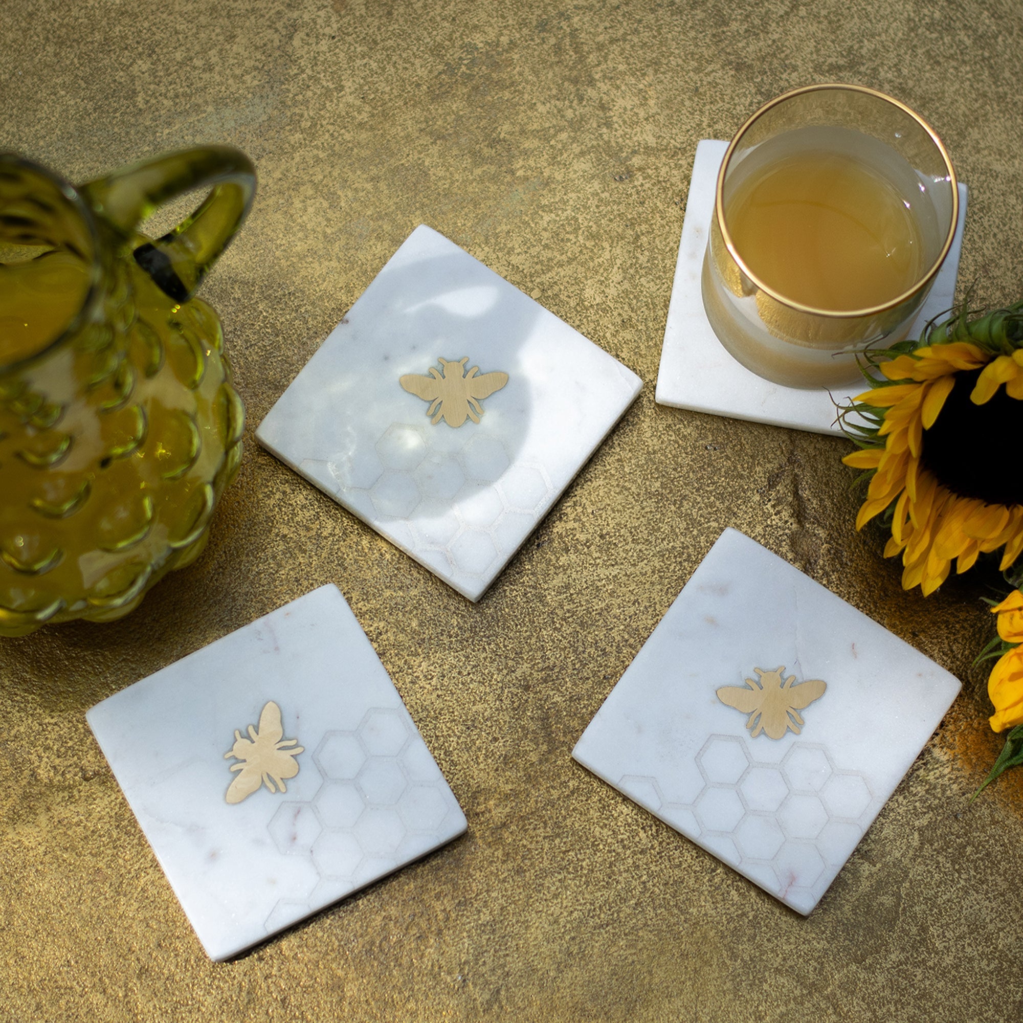 Culinary Concepts Bee - Marble Coasters, Set of 4