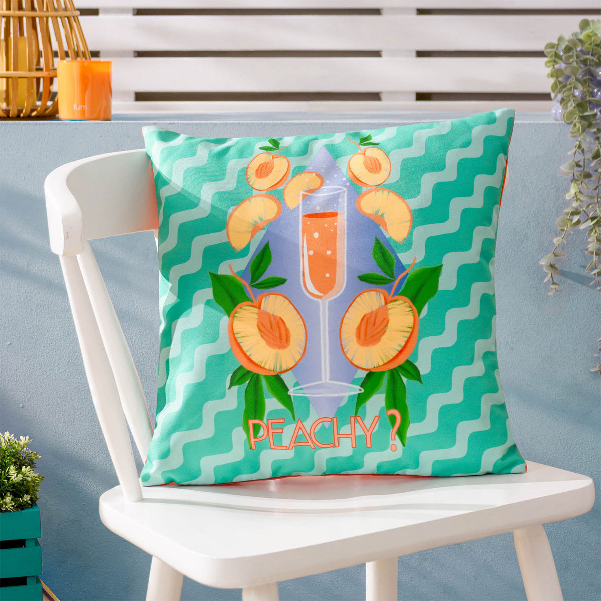 Peachy - Aqua Outdoor Cushion 43x43cm