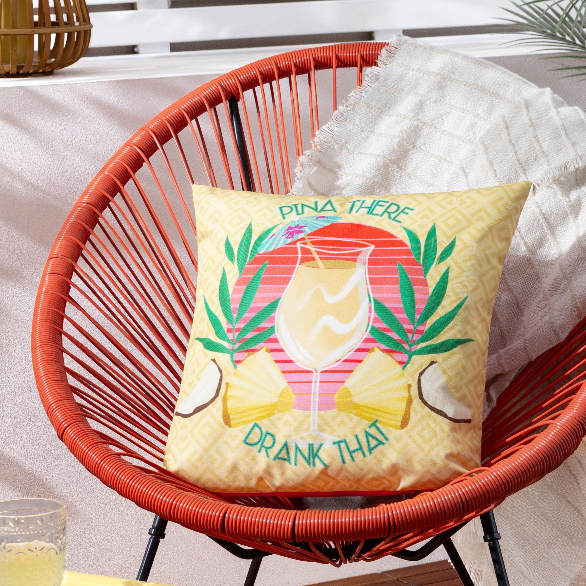 Pina There - Yellow Outdoor Cushion 43x43cm