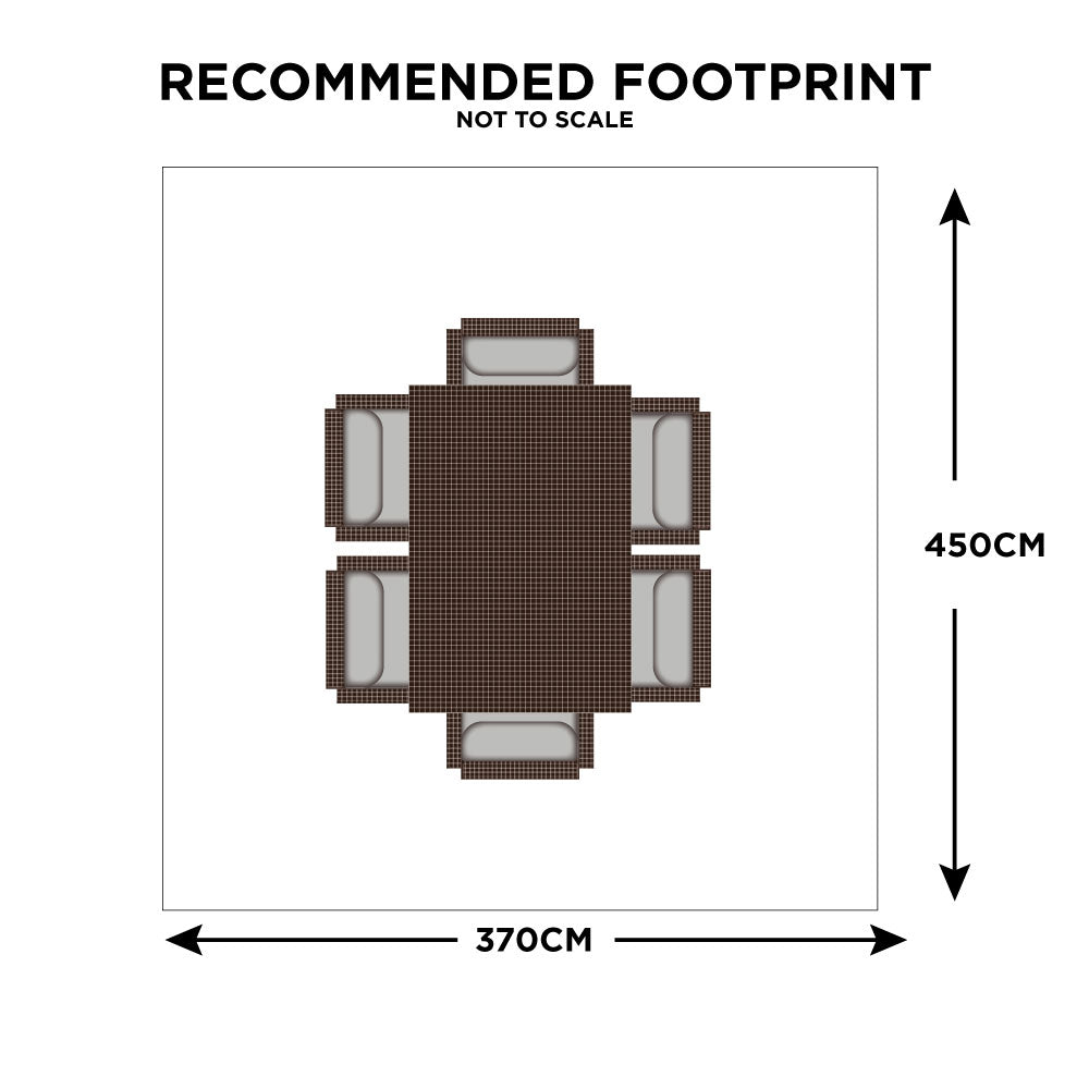 Palm Springs - 6 Seat Oval Garden Dining Set, Beige Aluminium