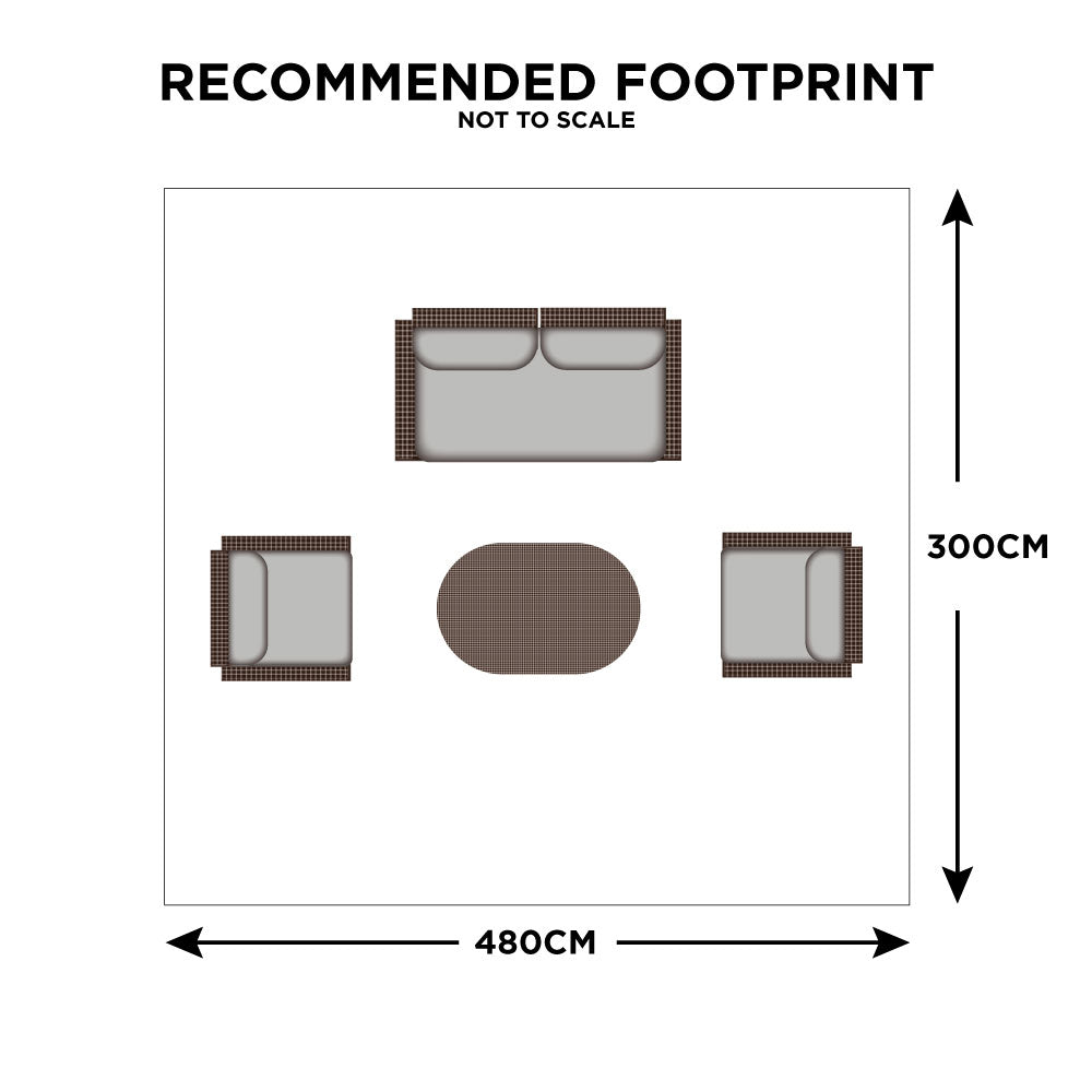 Palm Springs - 3 Seat Garden Sofa Set & Coffee Table, Beige Aluminium