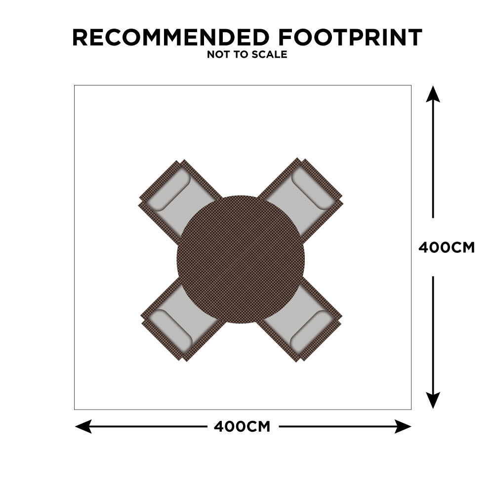 Pebble Beach - 4 Seat Round Garden Dining Set & Dining Table, Rattan Weave