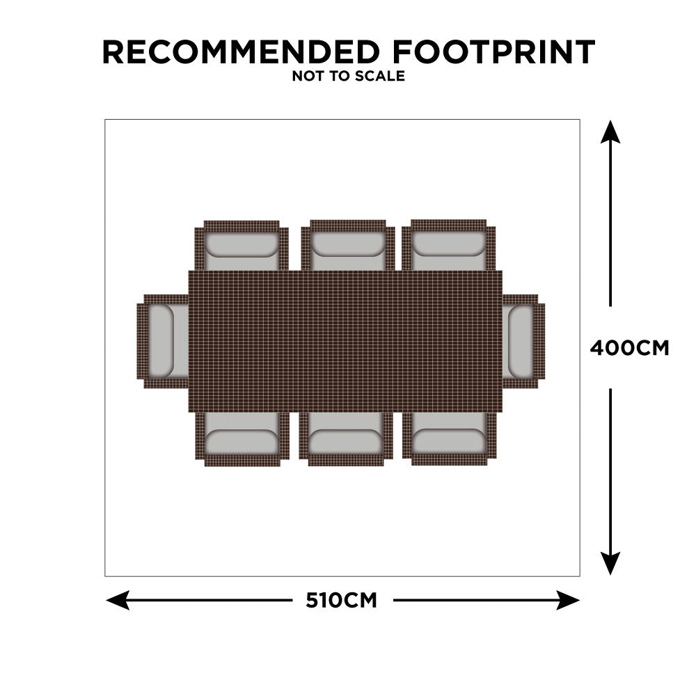 Pebble Beach - 8 Seat Garden Dining Set & Dining Table, Rattan Weave