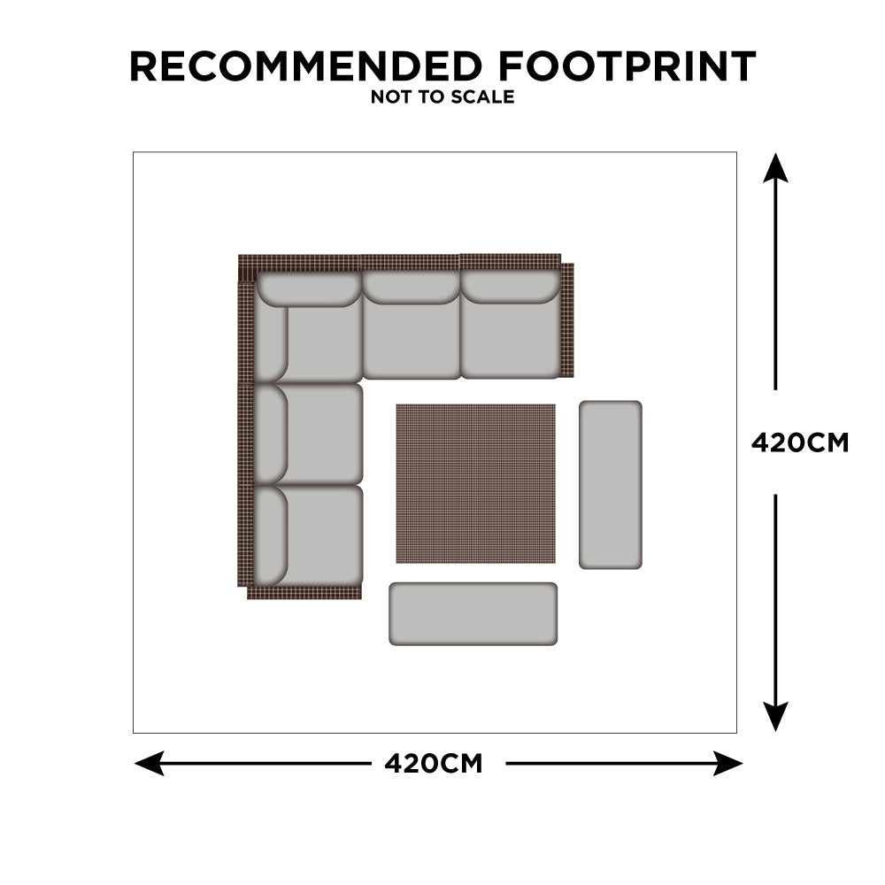 Pebble Beach - Royal Corner Garden Bench Set With Rising Table & Ice Bucket, Rattan Weave