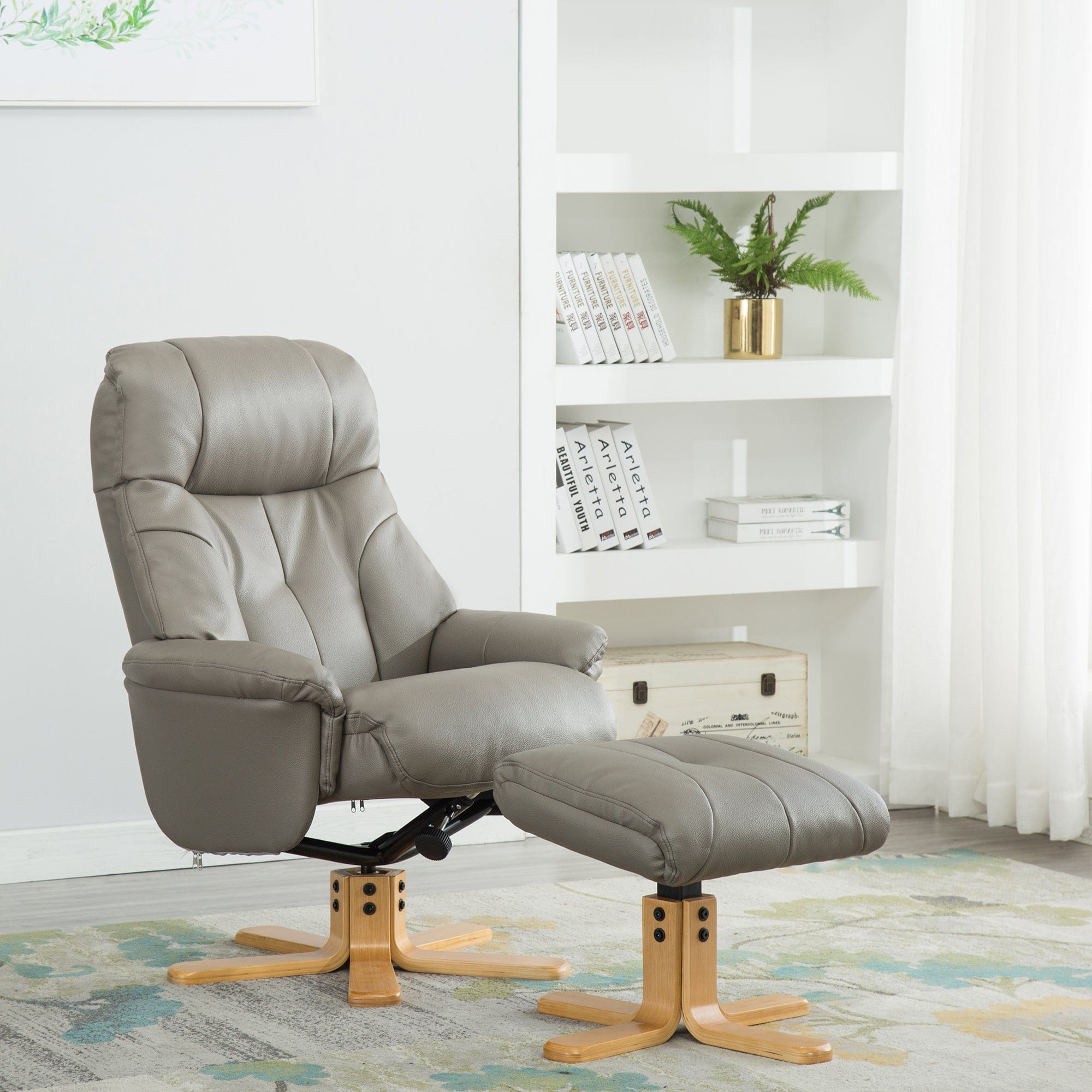 Quebec - Swivel Chair & Stool, Leather Effect