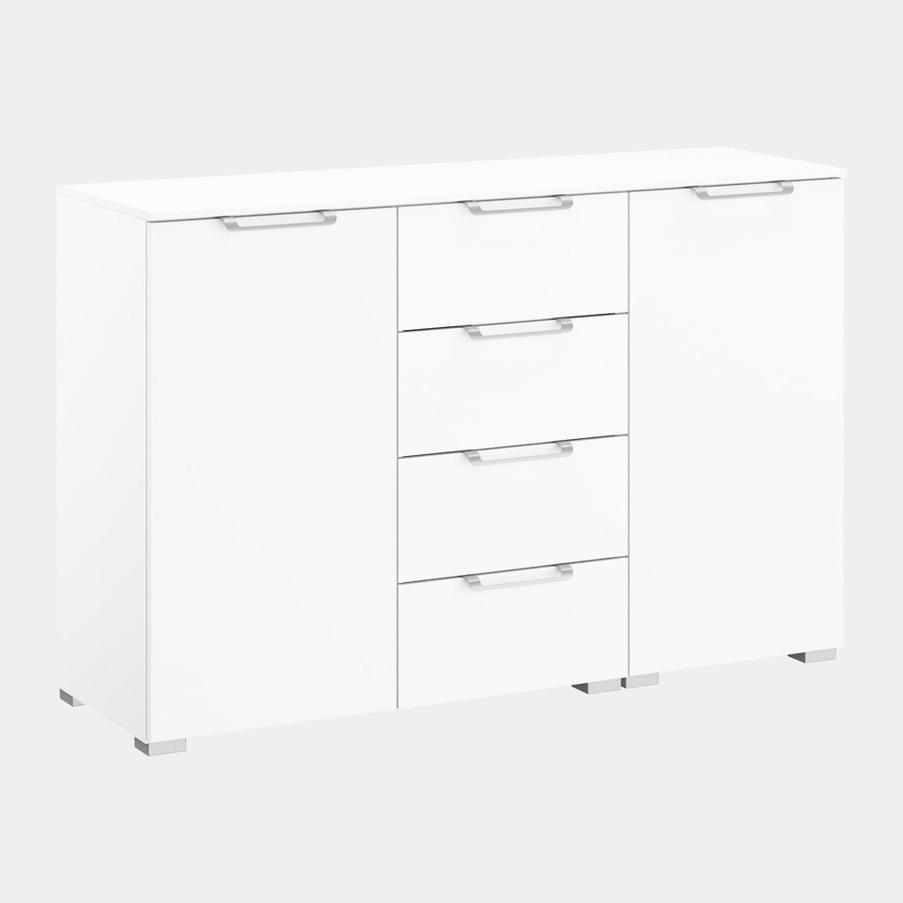 120cm 2 Door 4 Drawer Chest Colour Glass Front
