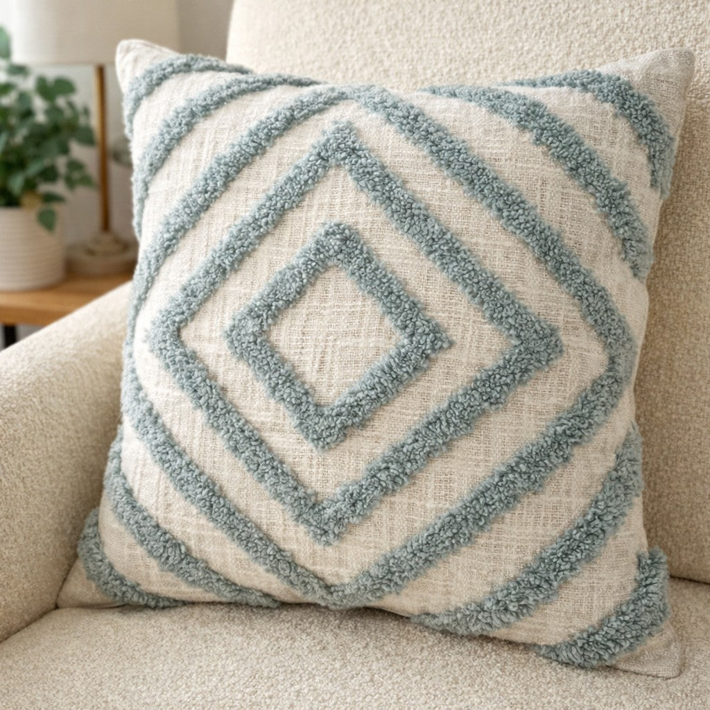 Mesa Tufted - Duck Egg Cushion 43x43cm